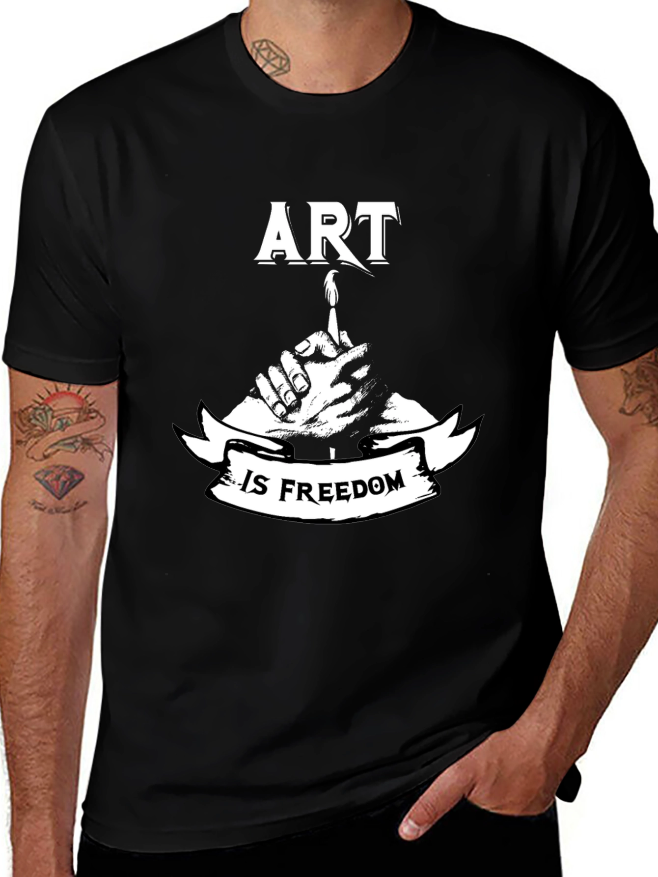 Art is Freedom Black T-Shirt - Creative Expression