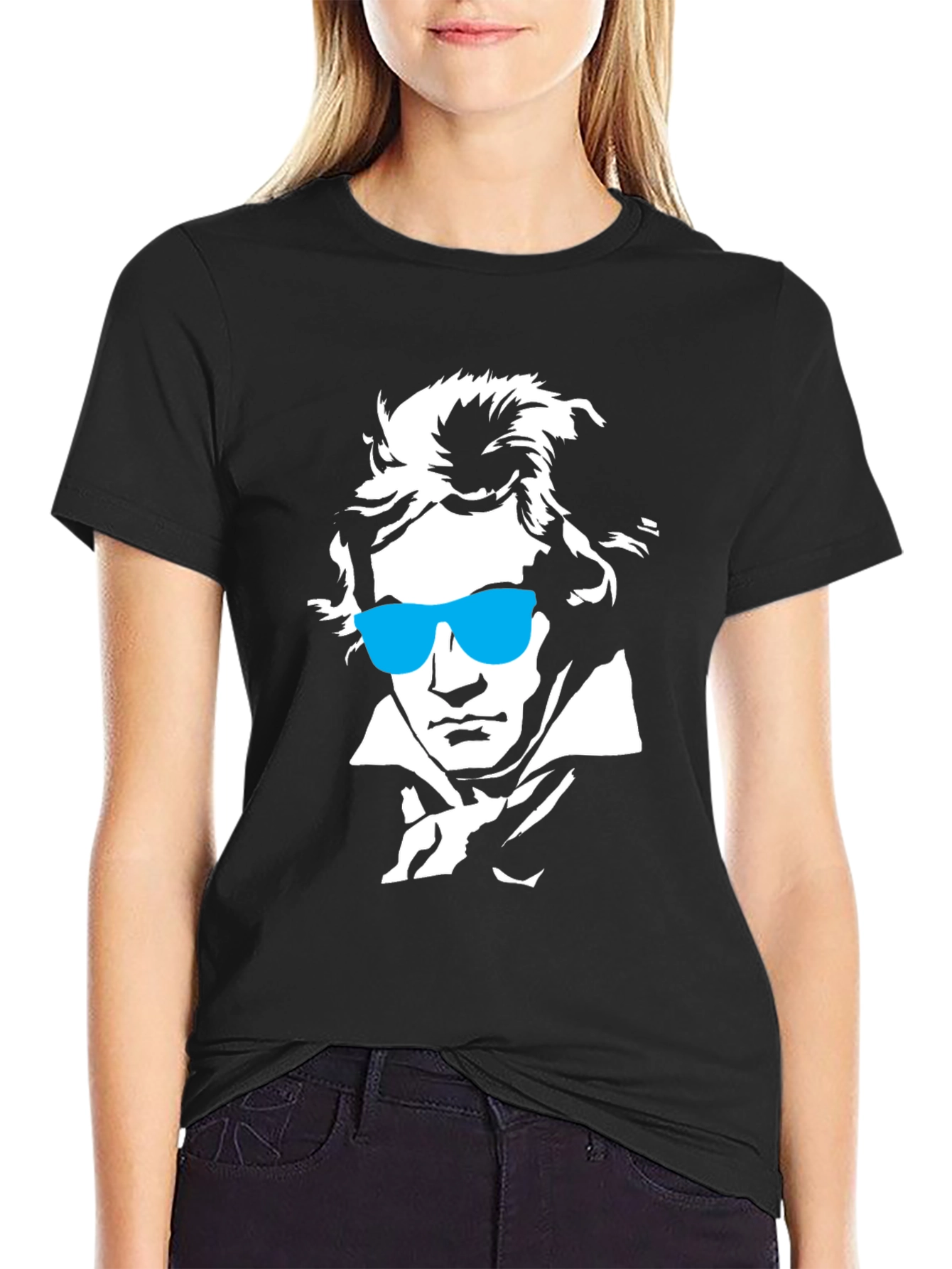 Beethoven Sunglasses Graphic T-Shirt - Black