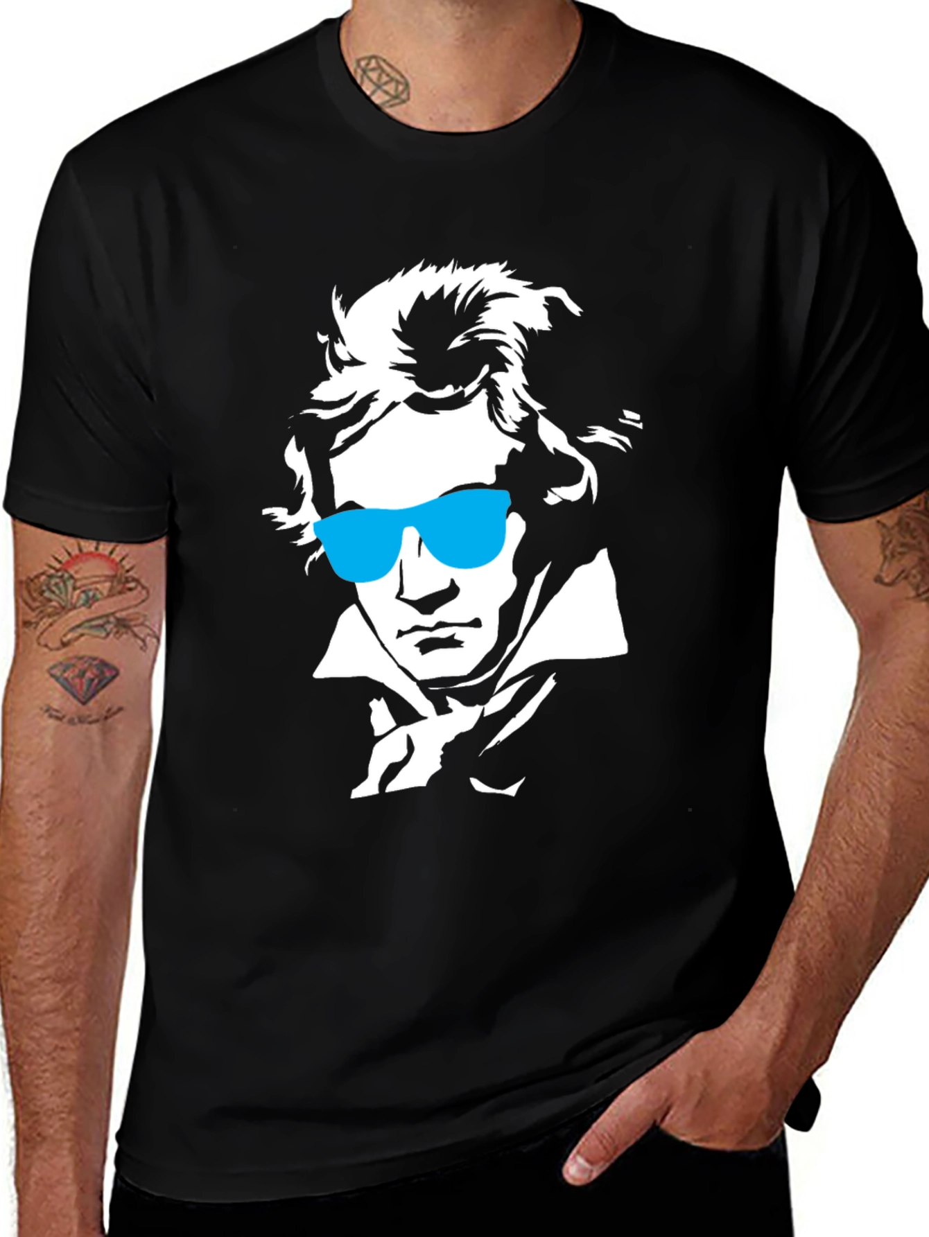 Beethoven Sunglasses Graphic T-Shirt - Black