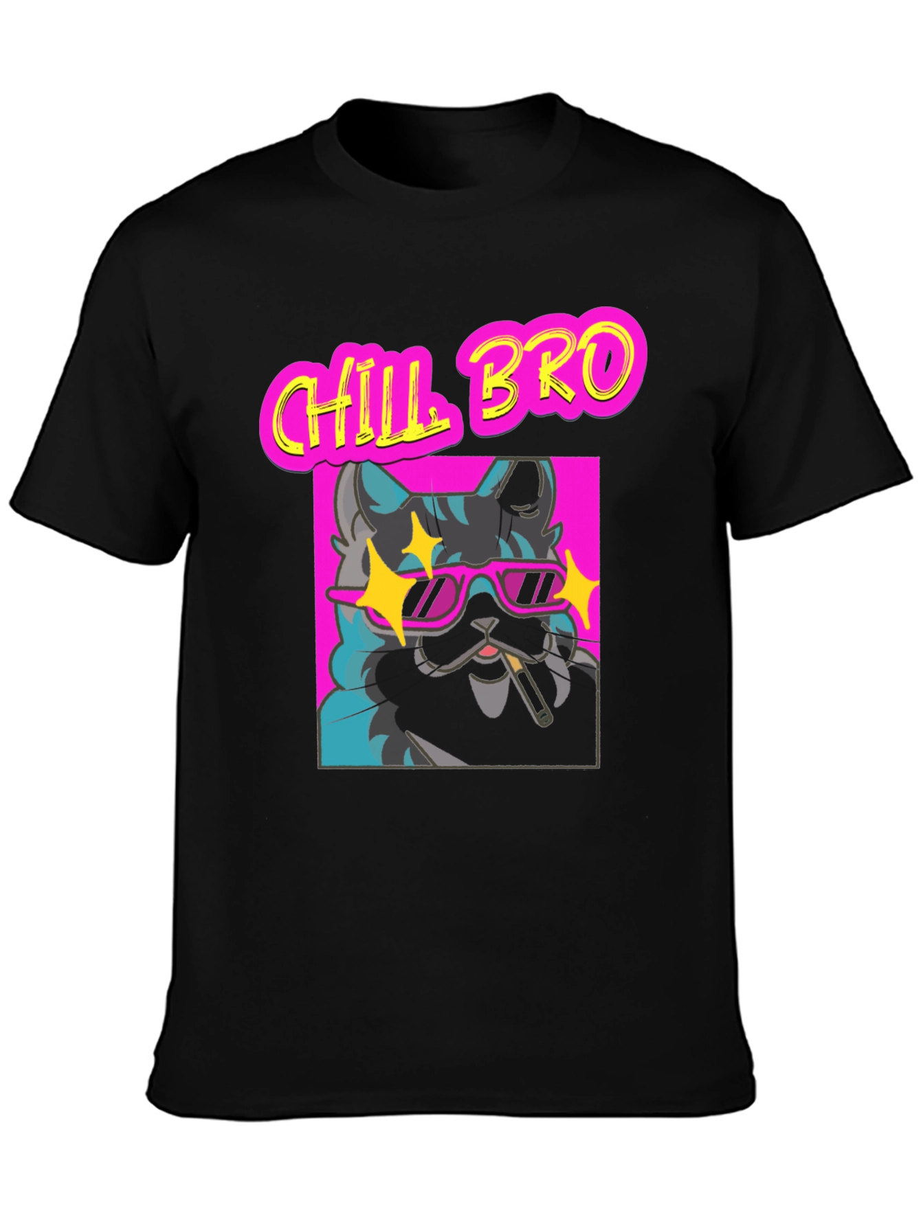 Chill Bro Cat Graphic T-Shirt - Relaxed Fit