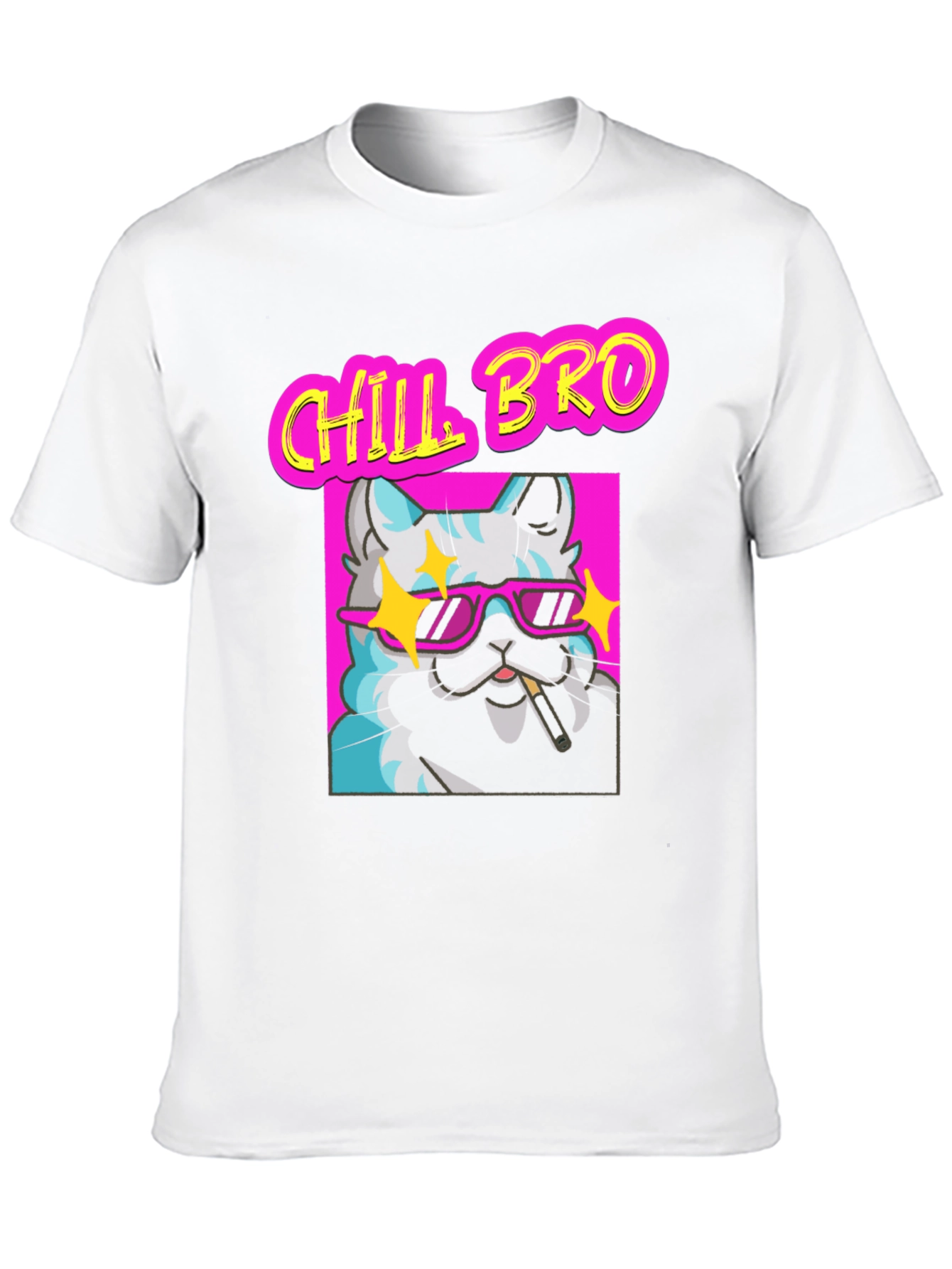 Chill Bro Cat Graphic T-Shirt - Relaxed Fit