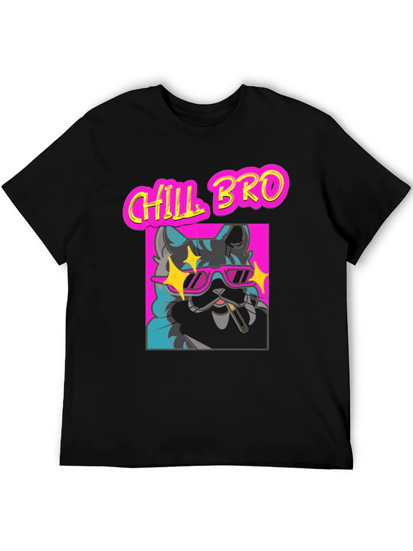 Chill Bro Cat Graphic T-Shirt - Relaxed Fit
