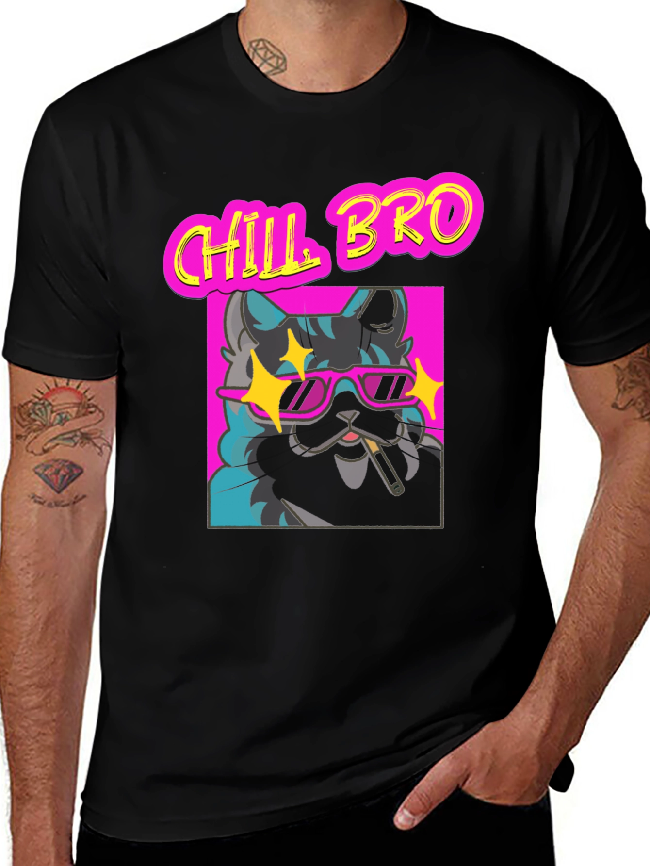 Chill Bro Cat Graphic T-Shirt - Relaxed Fit