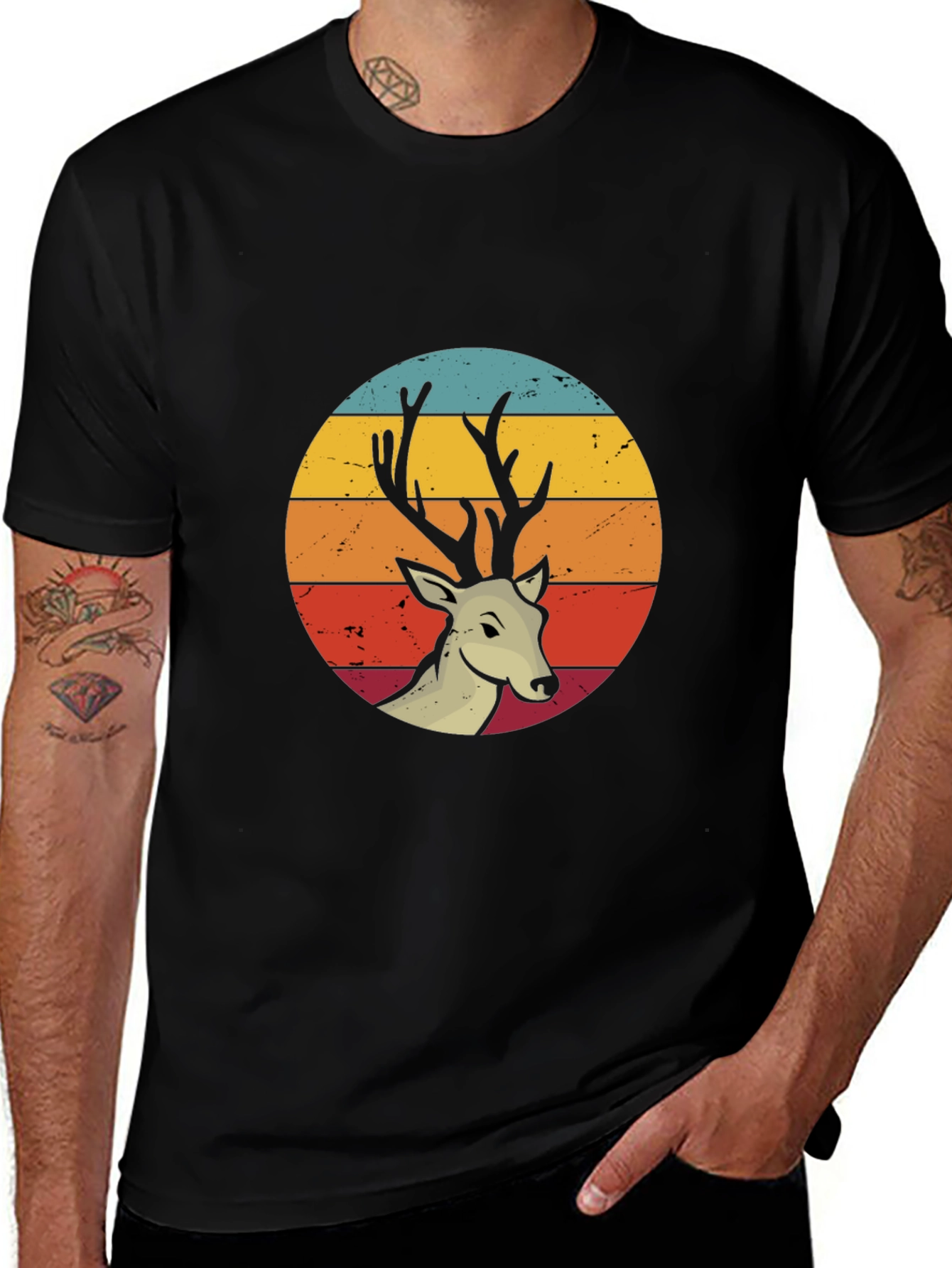 Retro Deer Graphic Tee - Nature Lovers Shirt