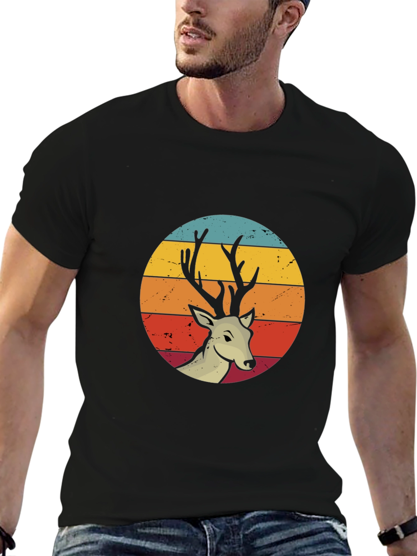 Retro Deer Graphic Tee - Nature Lovers Shirt