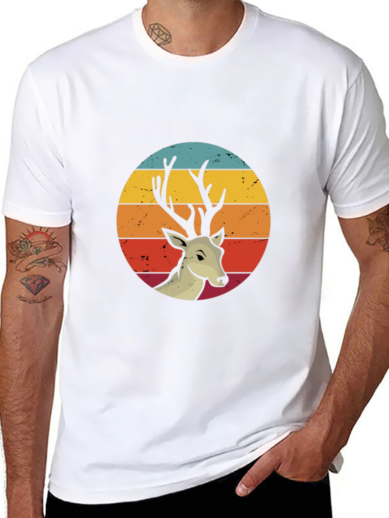 Retro Deer Graphic Tee - Nature Lovers Shirt