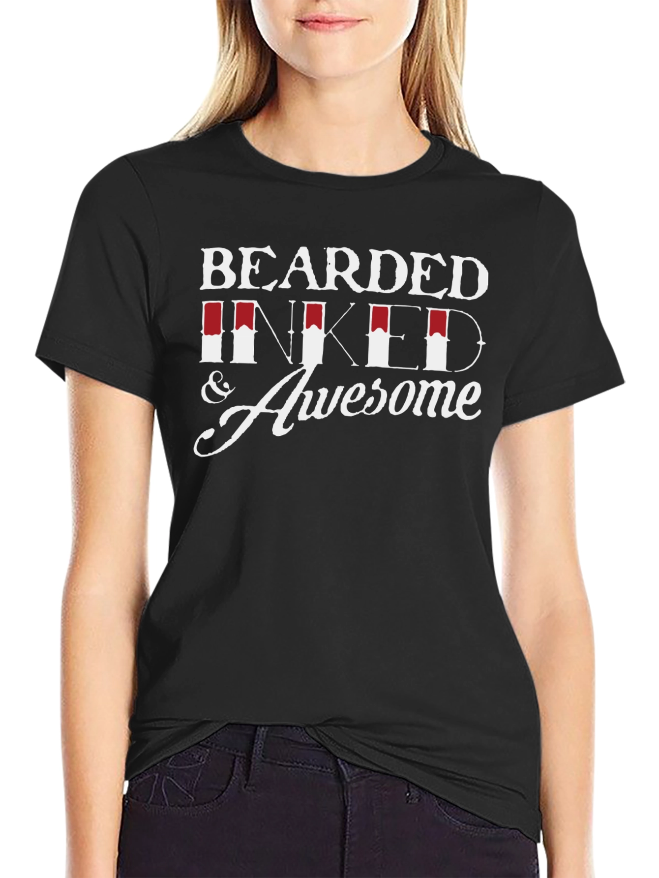Bearded Inked Awesome Graphic Tee - Mens Black T-Shirt