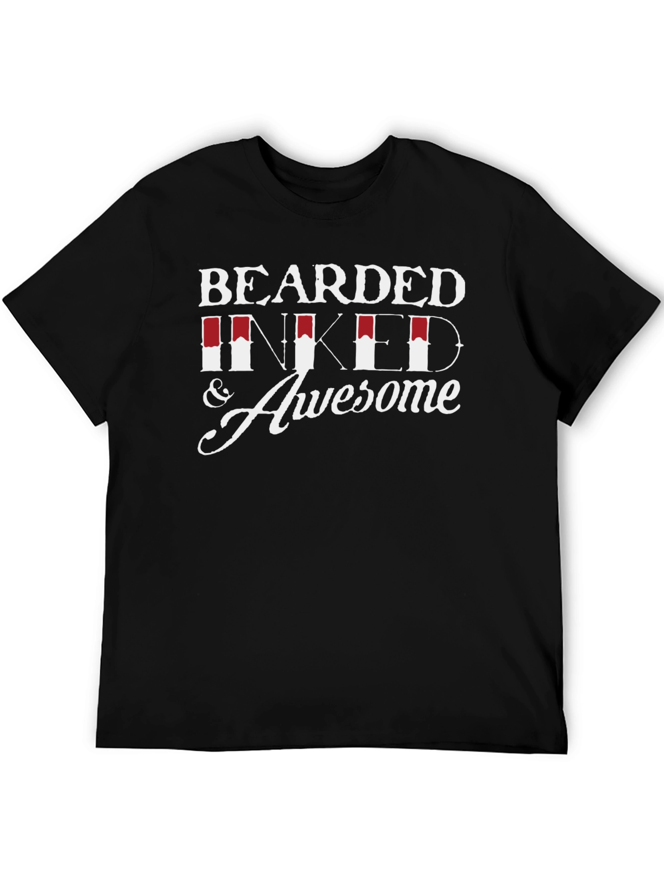 Bearded Inked Awesome Graphic Tee - Mens Black T-Shirt
