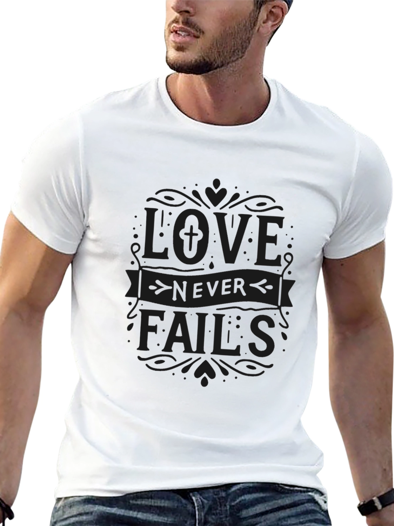 Love Never Fails T-Shirt - Black Graphic Tee