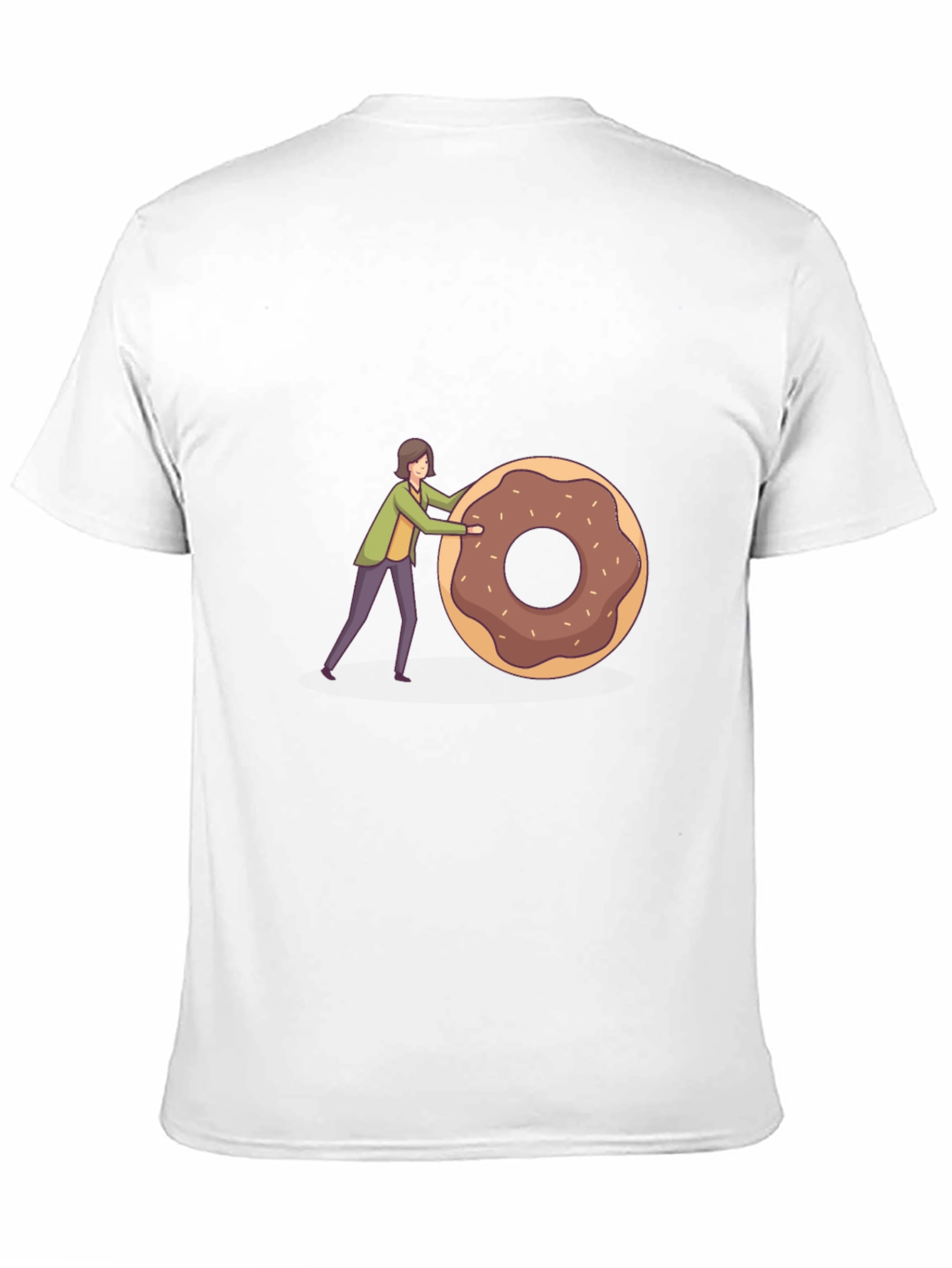 Humorous Donut Pushing Cartoon Graphic T-Shirt