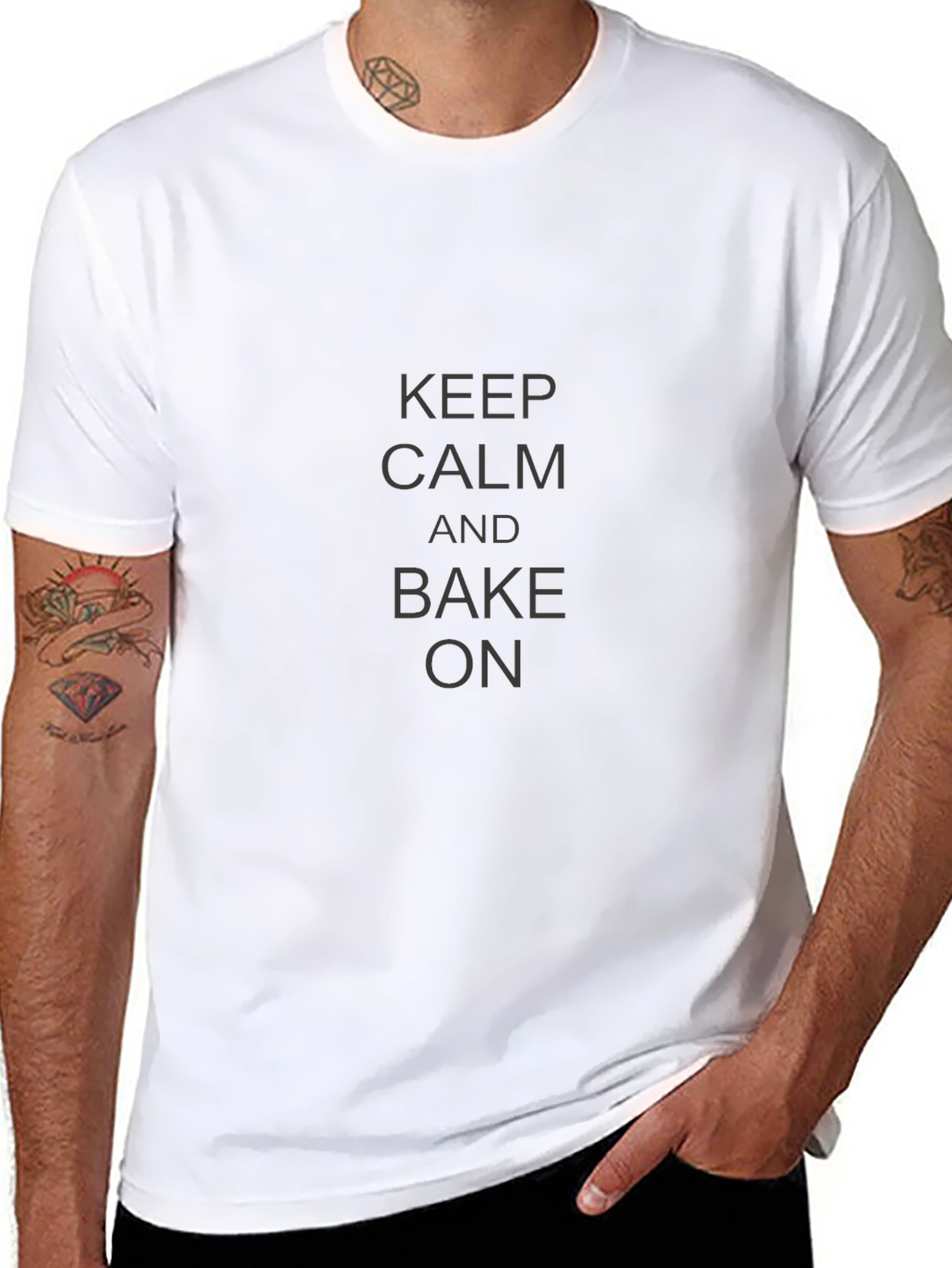 Keep Calm and Bake On - Mens Black T-Shirt
