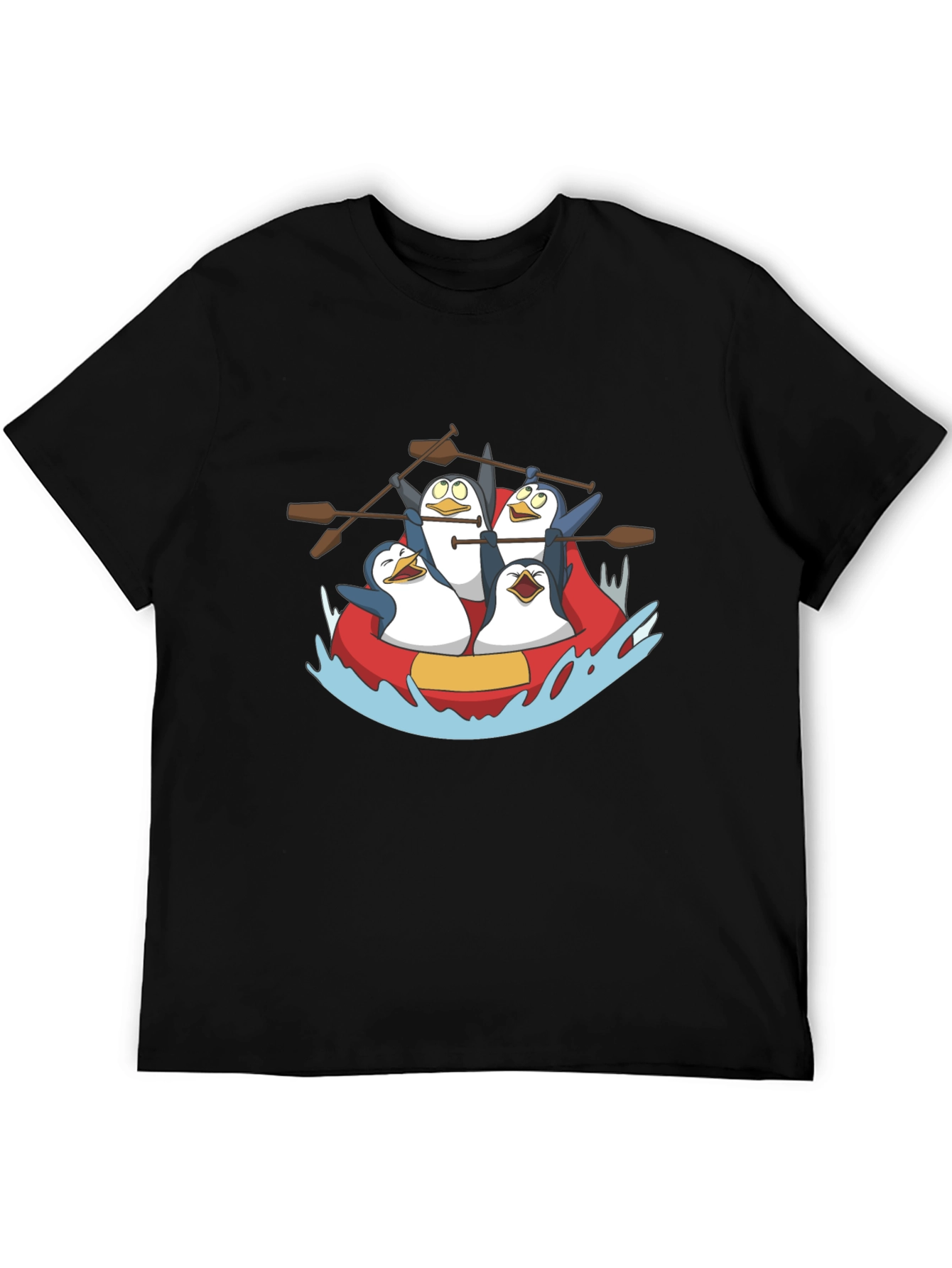 Penguin Rafting Crew Black Graphic Tee
