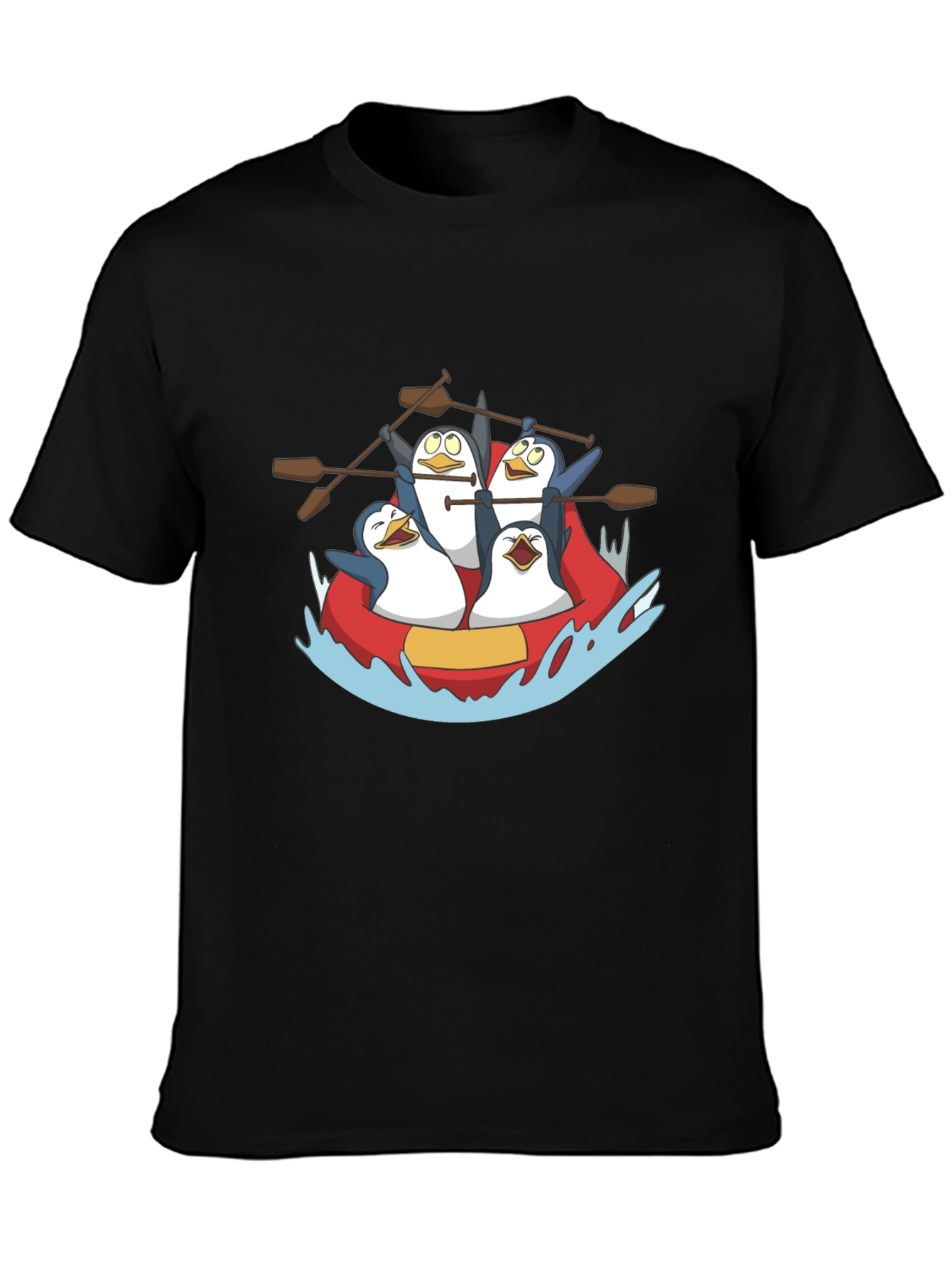 Penguin Rafting Crew Black Graphic Tee