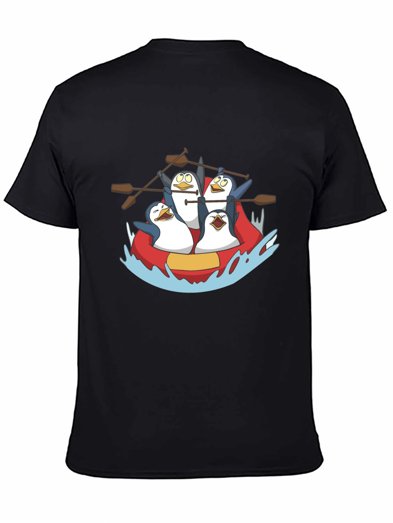 Penguin Rafting Crew Black Graphic Tee