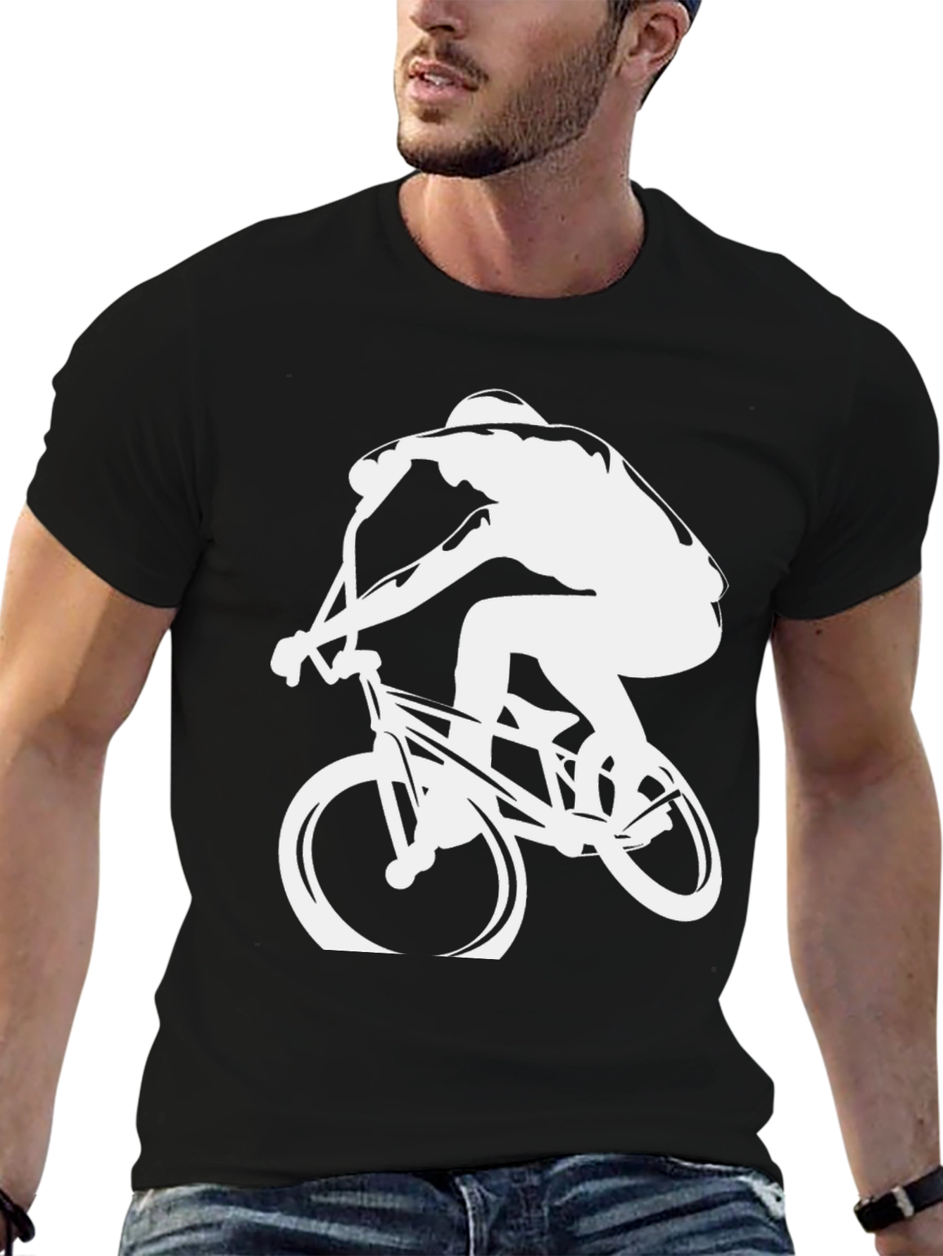 BMX Rider Graphic Tee - Black Casual T-Shirt