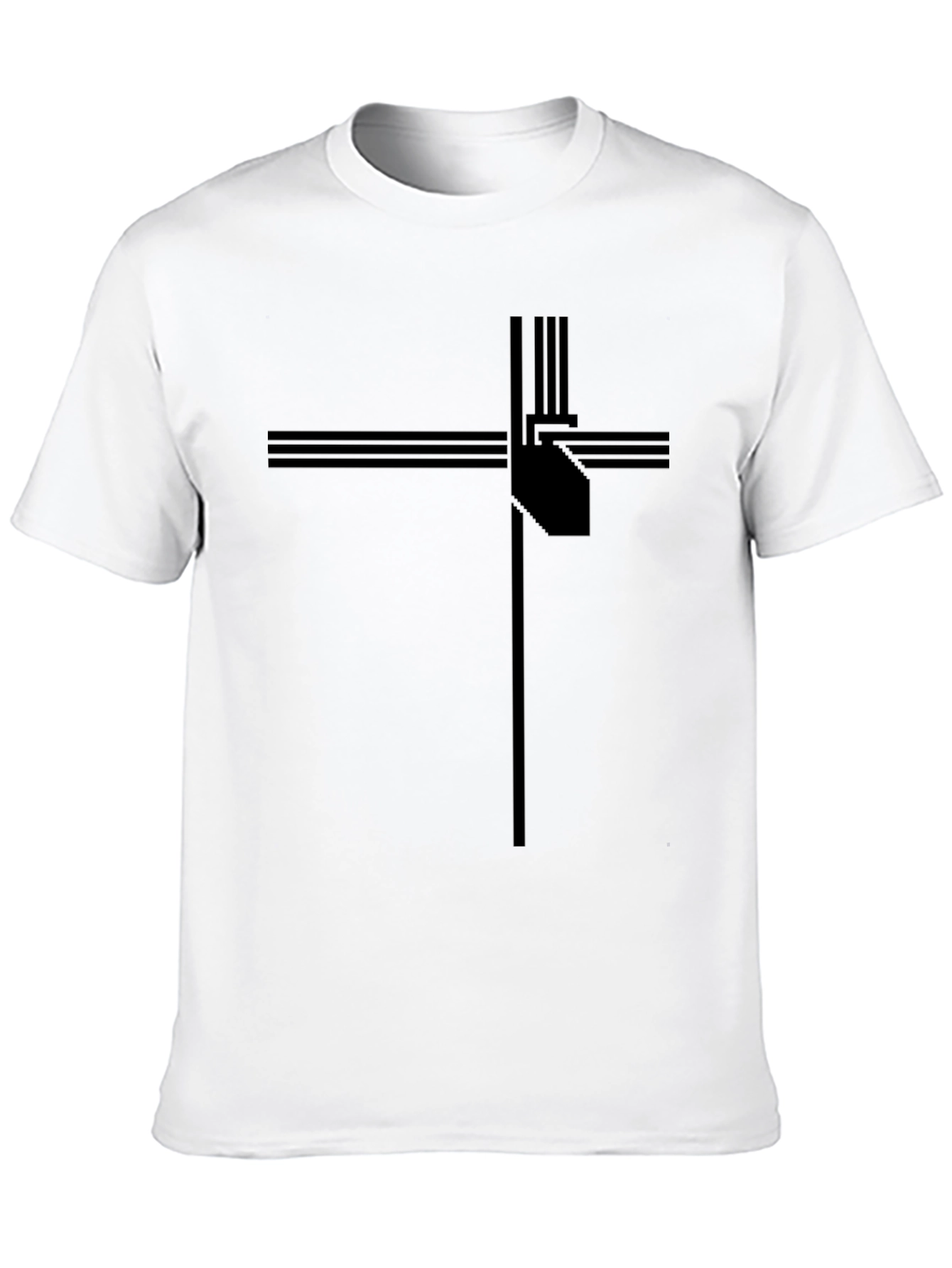 Modern Geometric Cross Graphic Tee - Black