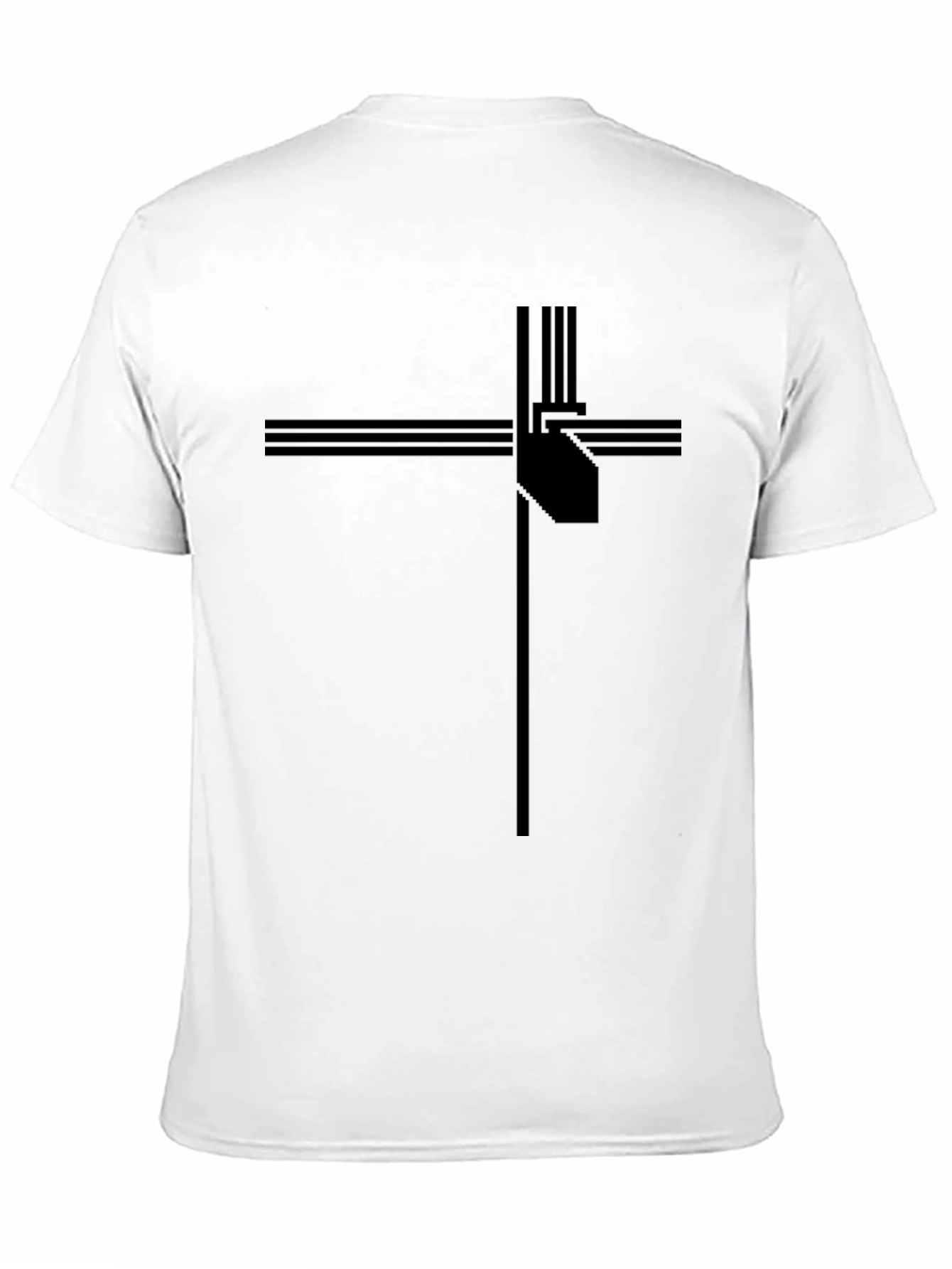 Modern Geometric Cross Graphic Tee - Black