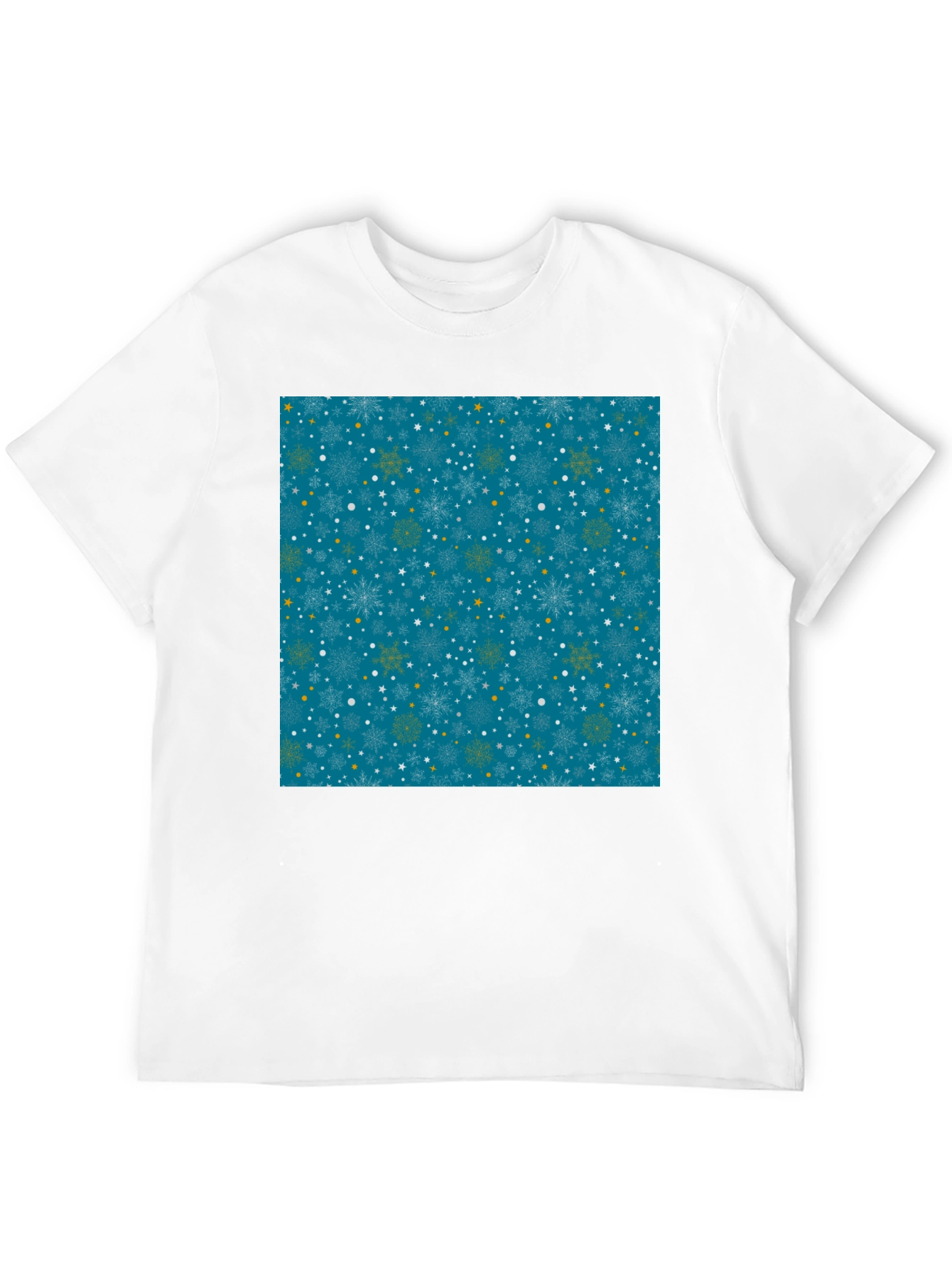 Winter Snowflake Pattern Black T-Shirt