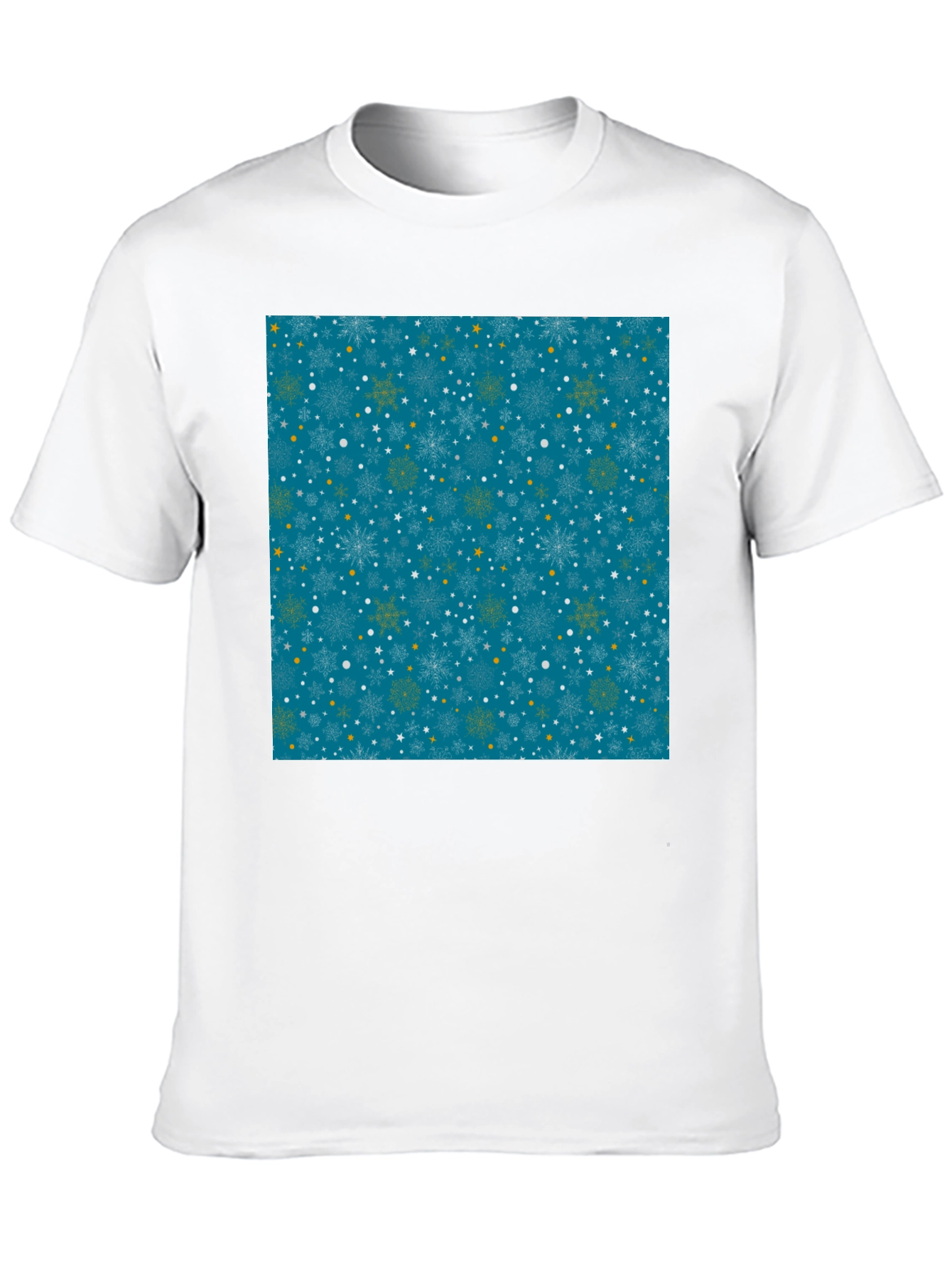 Winter Snowflake Pattern Black T-Shirt