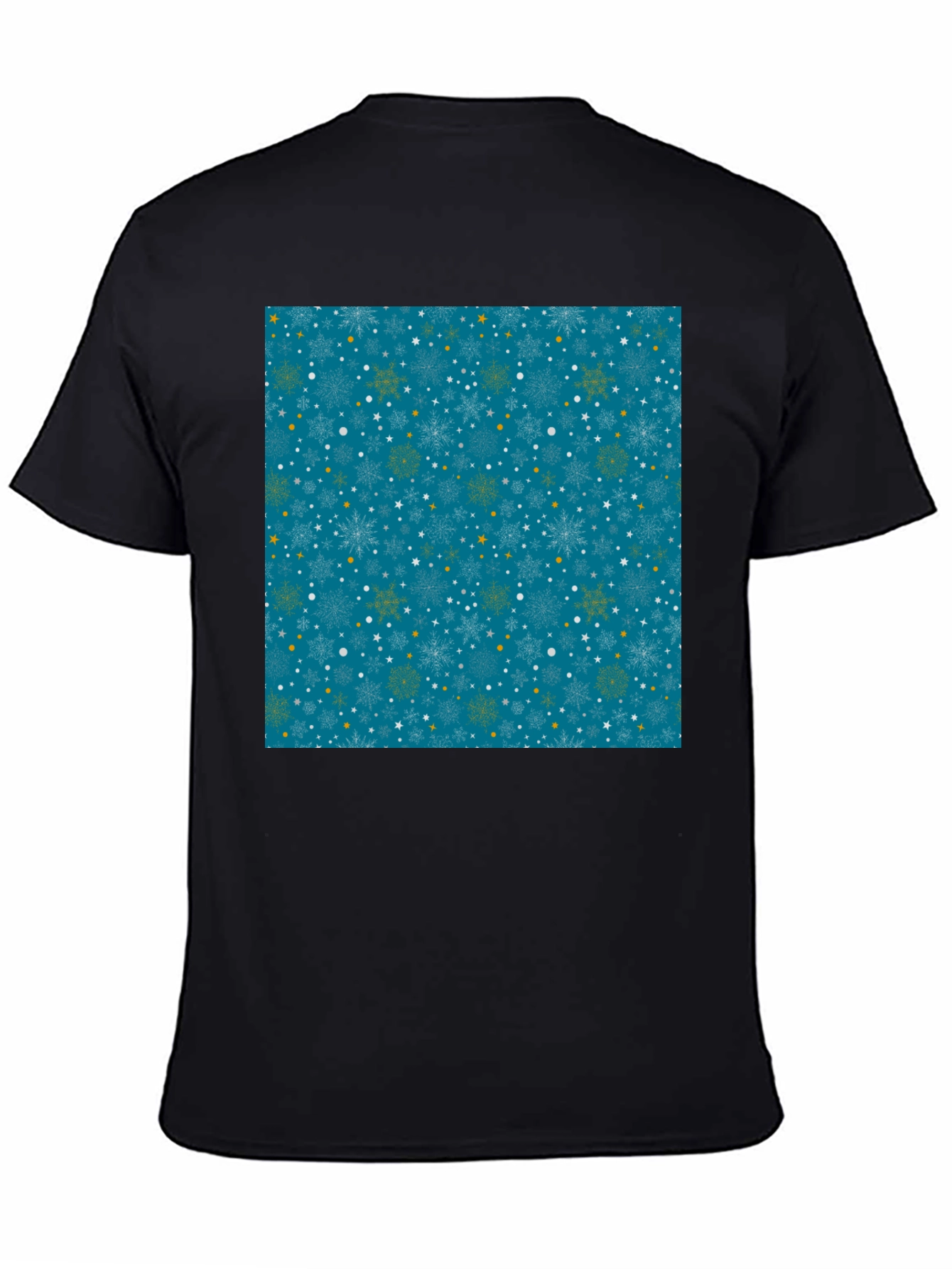 Winter Snowflake Pattern Black T-Shirt