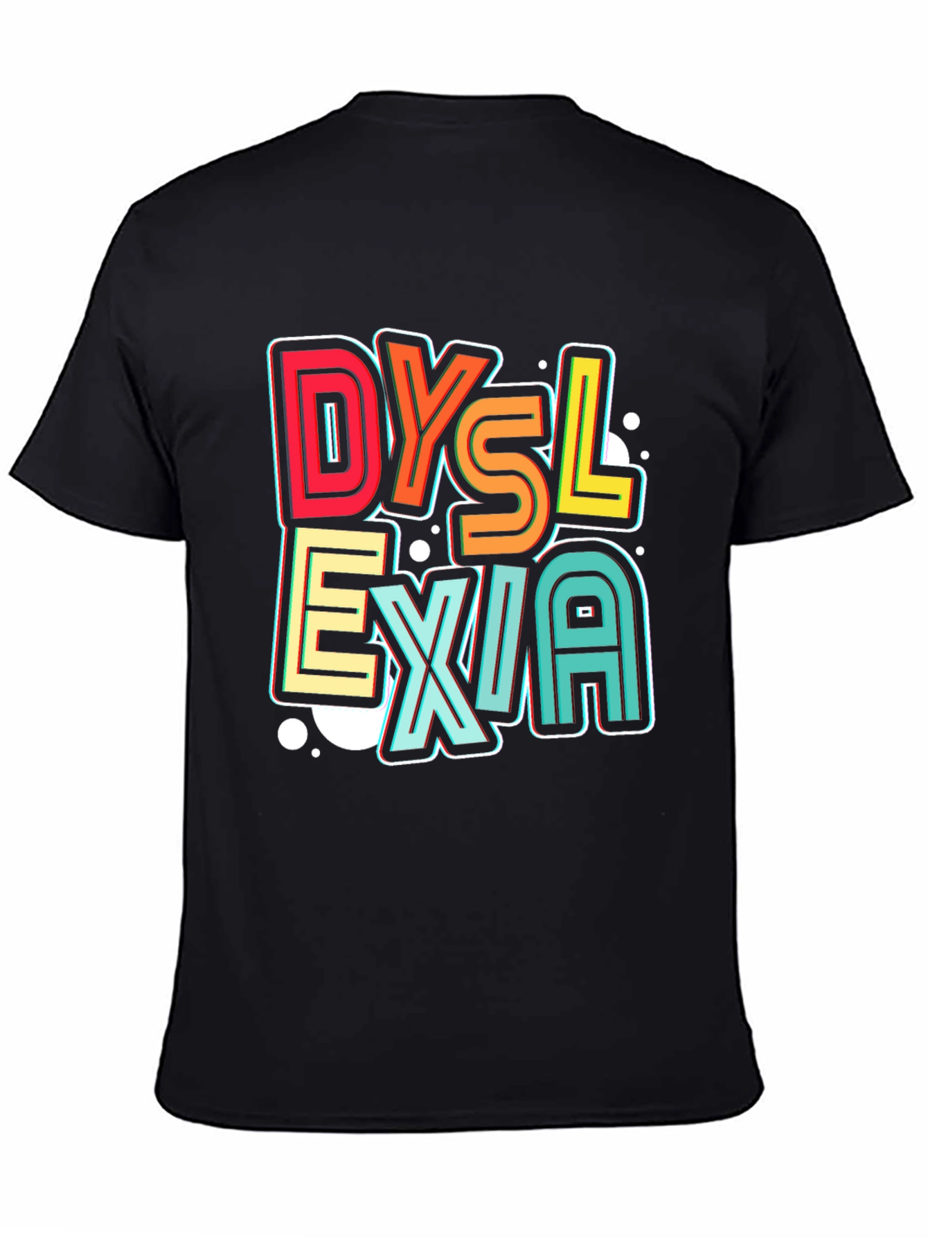 Dyslexia Awareness Graphic Tee - Black Cotton T-Shirt