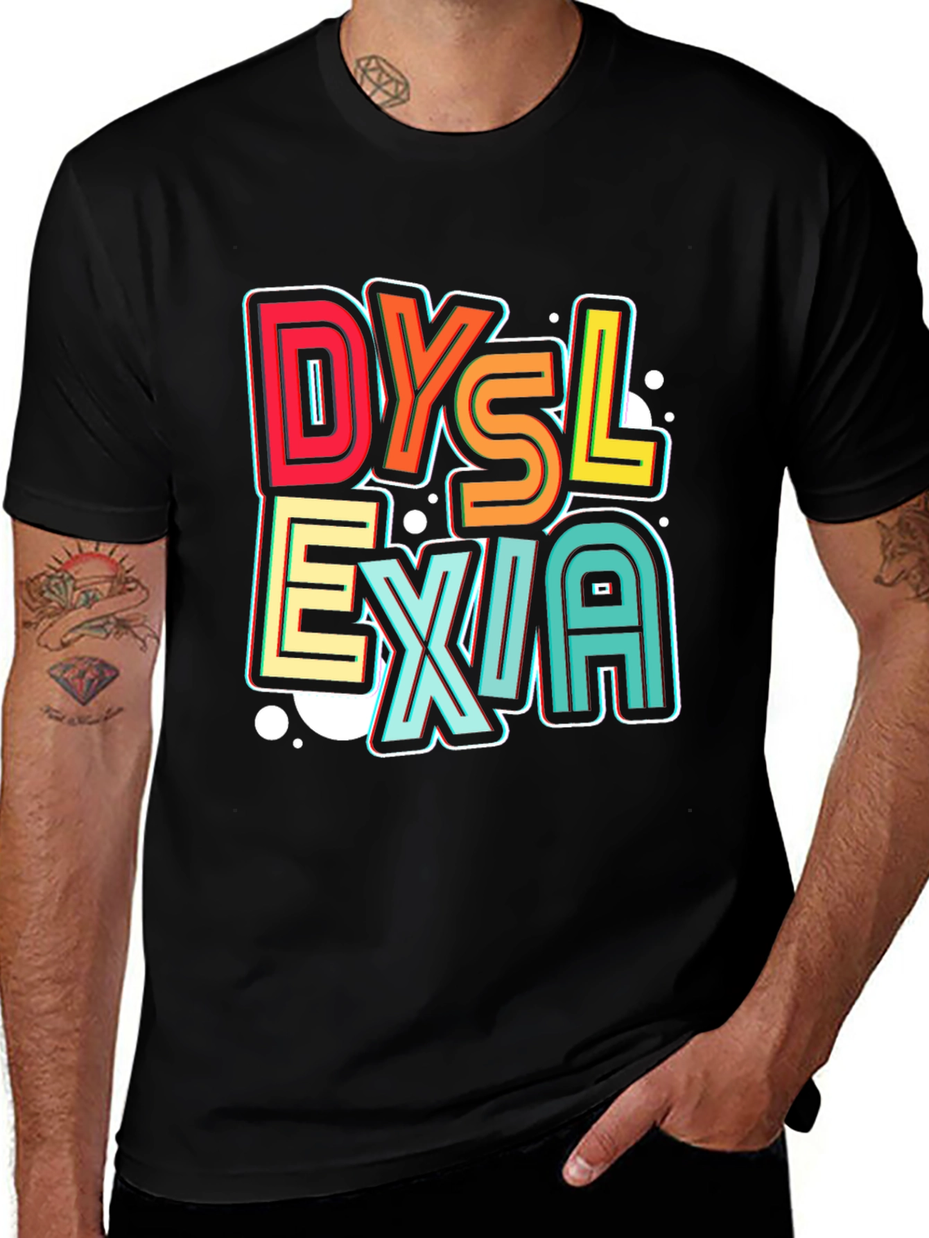 Dyslexia Awareness Graphic Tee - Black Cotton T-Shirt