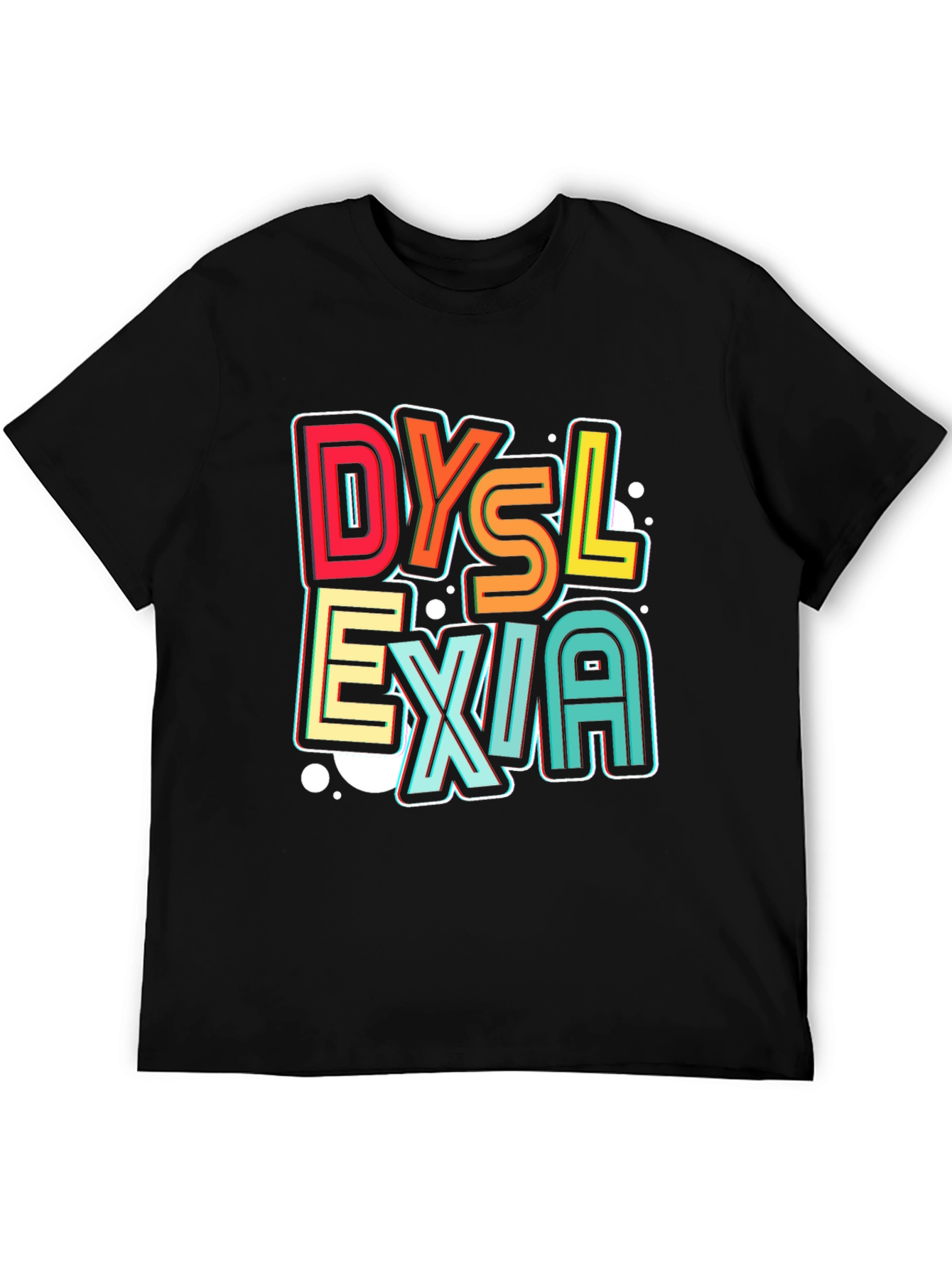 Dyslexia Awareness Graphic Tee - Black Cotton T-Shirt