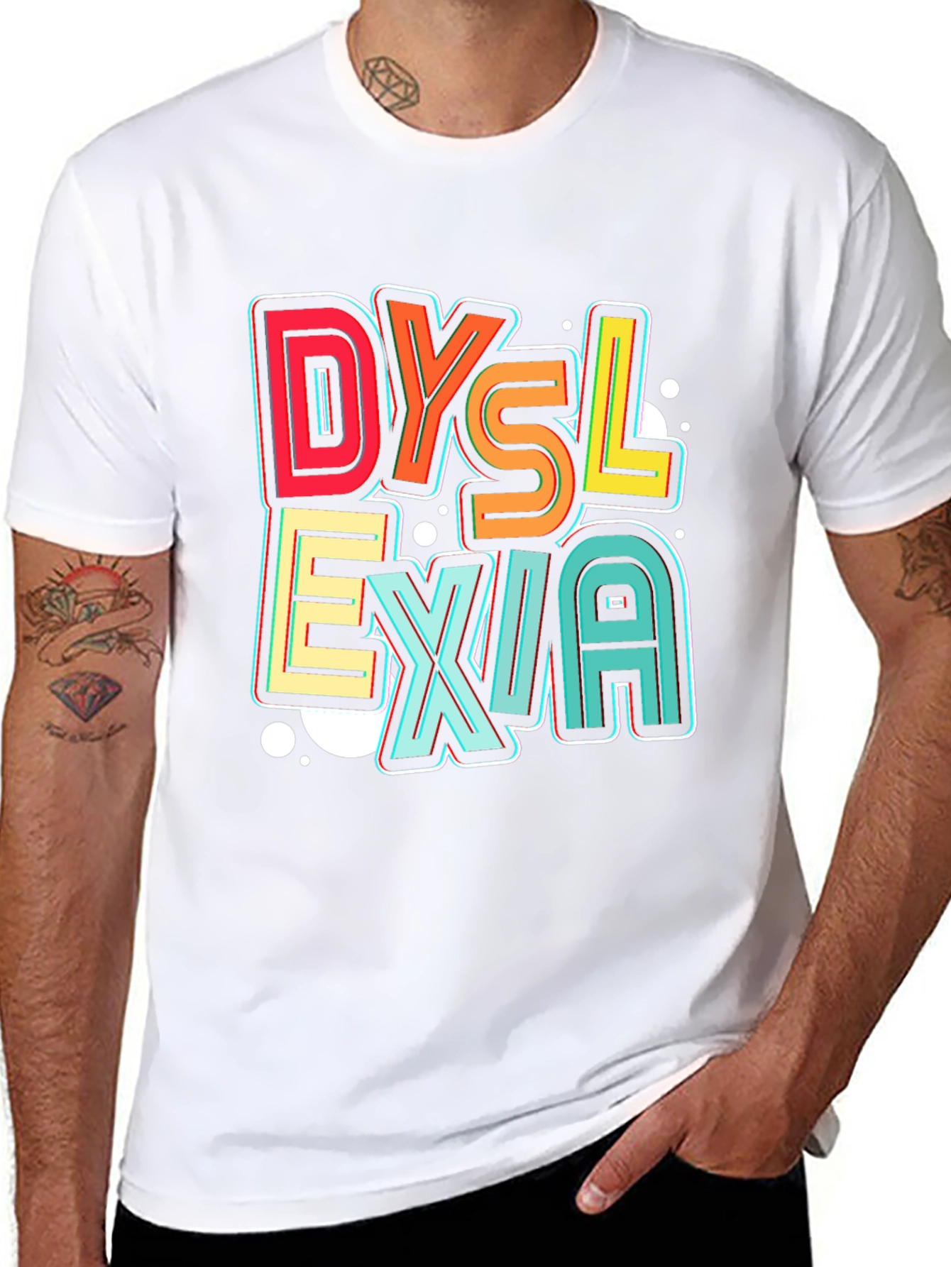 Dyslexia Awareness Graphic Tee - Black Cotton T-Shirt