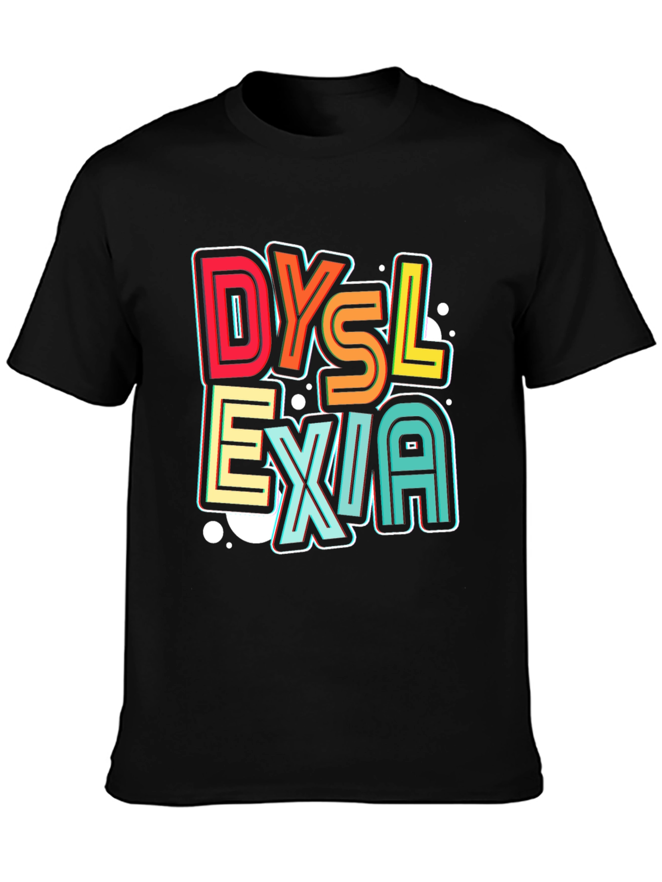Dyslexia Awareness Graphic Tee - Black Cotton T-Shirt