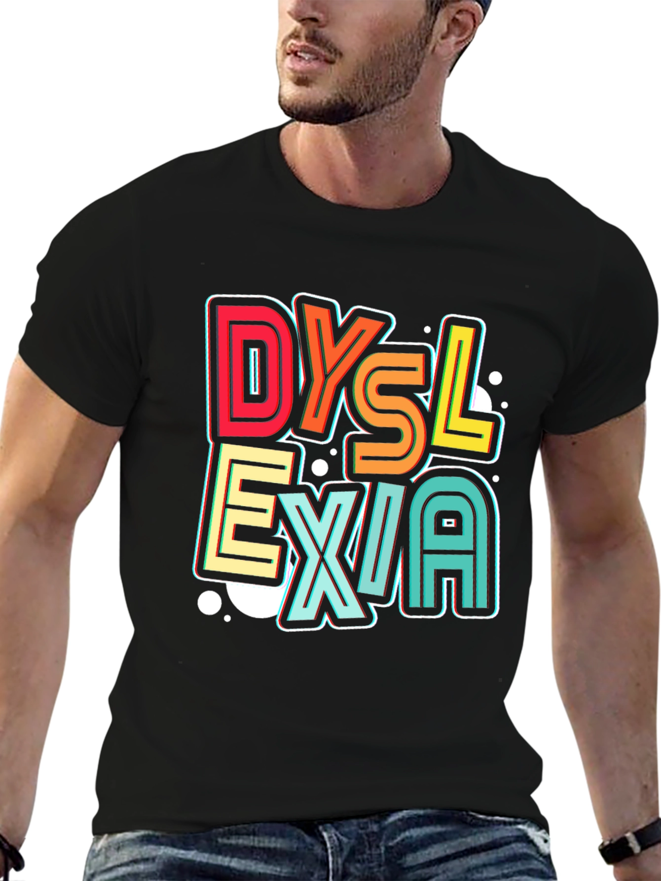 Dyslexia Awareness Graphic Tee - Black Cotton T-Shirt