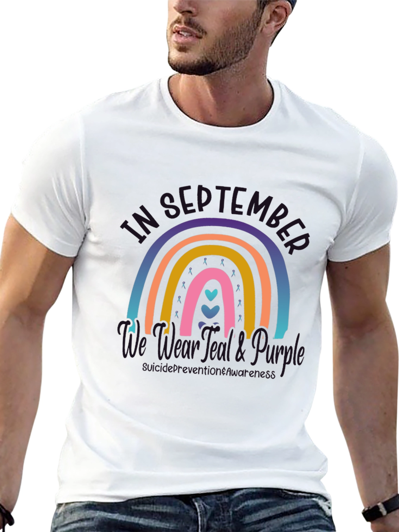 Mental Health Awareness Rainbow Graphic T-Shirt