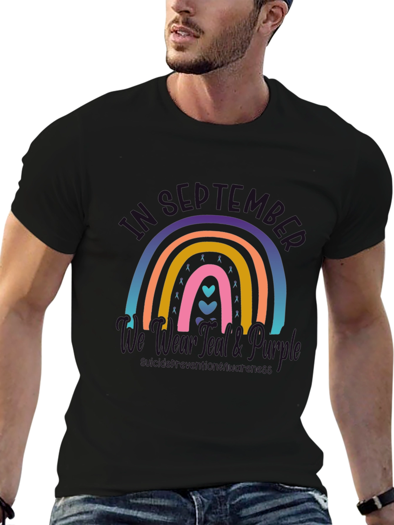 Mental Health Awareness Rainbow Graphic T-Shirt