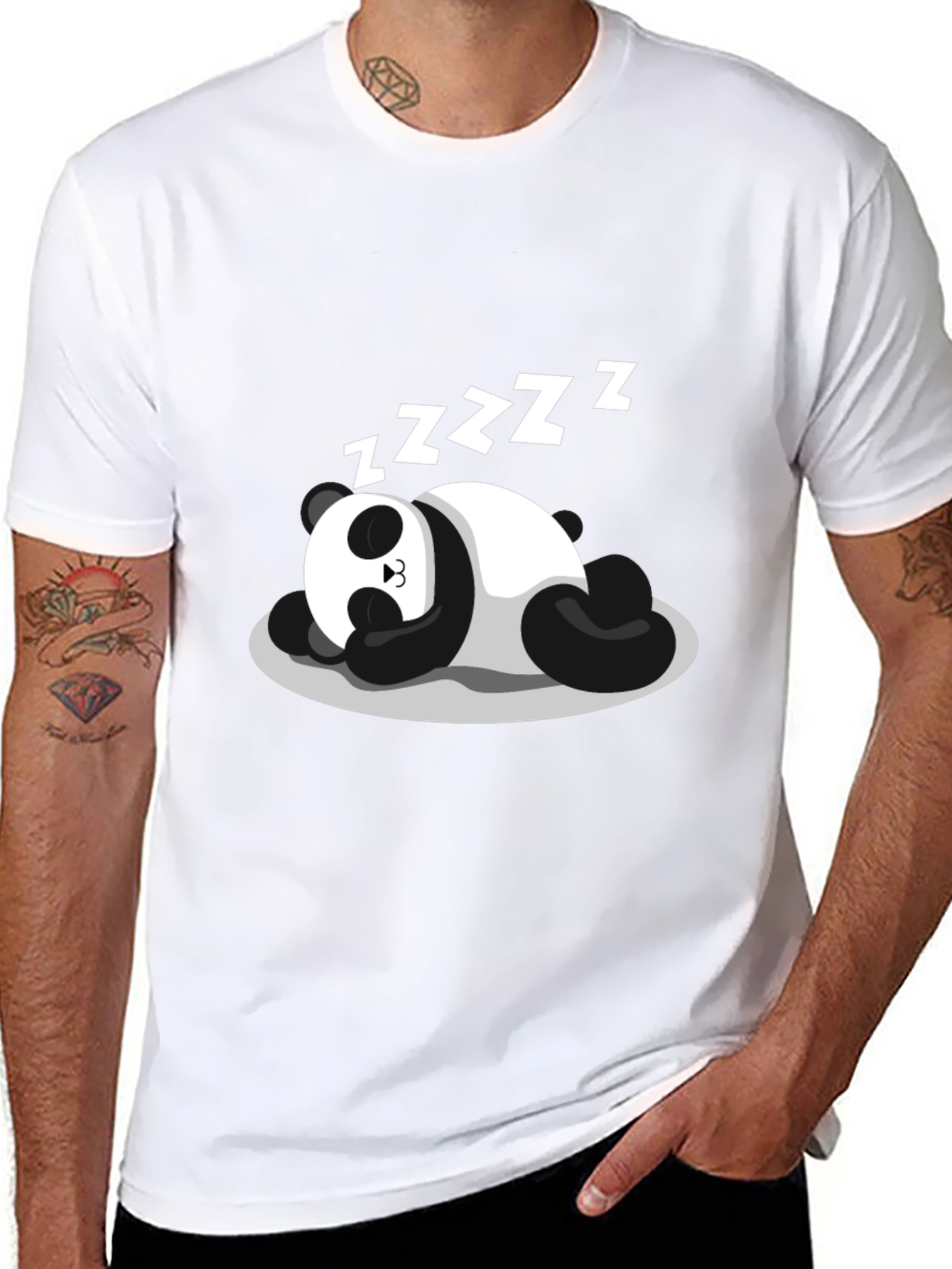 Sleeping Panda Graphic Tee - Black Cotton Comfort