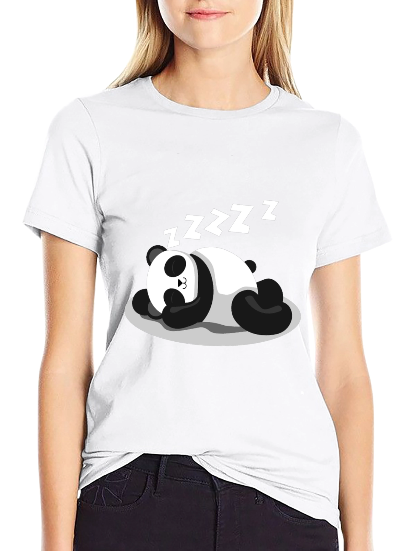 Sleeping Panda Graphic Tee - Black Cotton Comfort