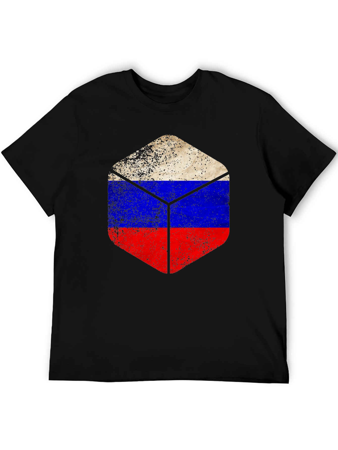 Mens Black Russia Flag Graphic T-Shirt