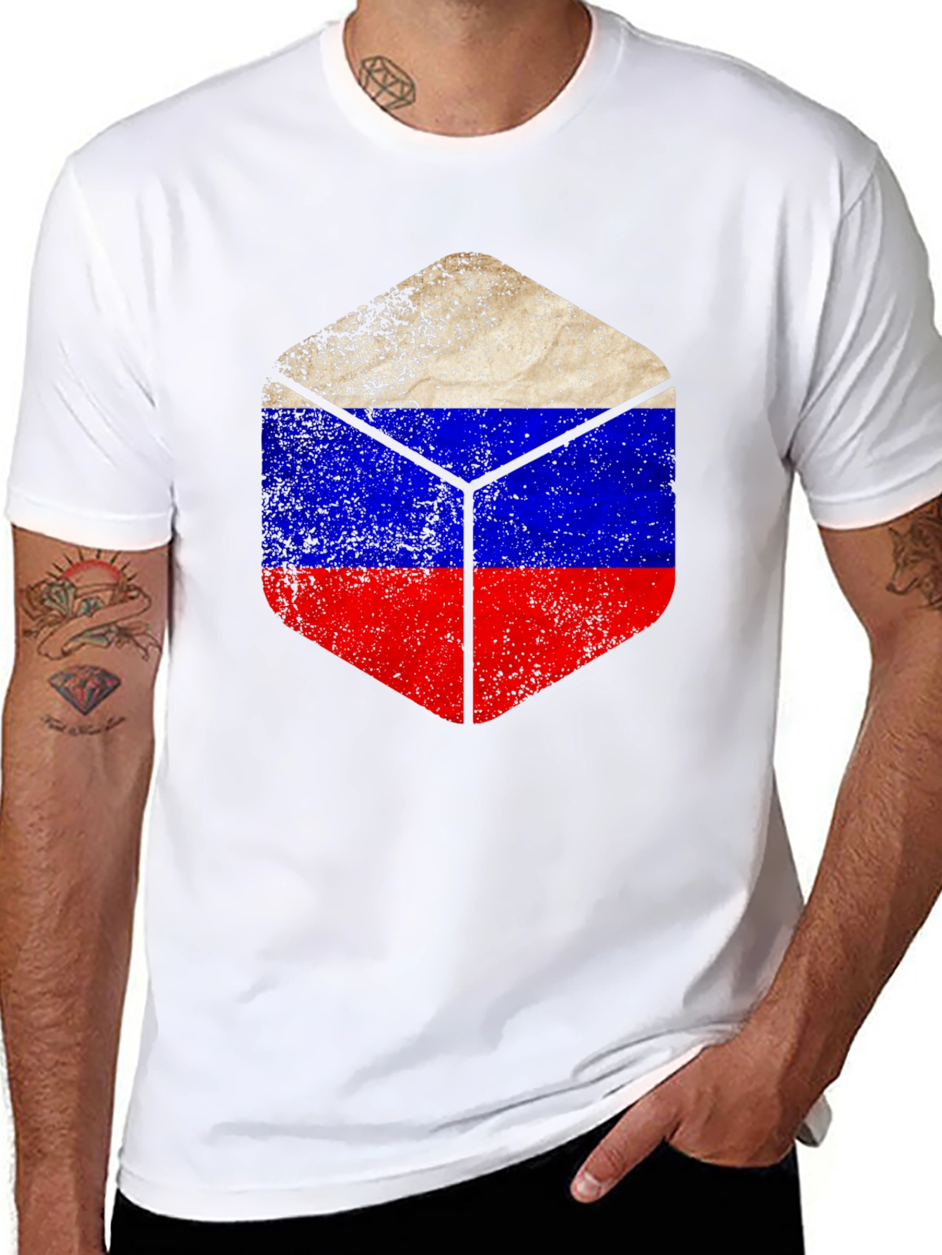 Mens Black Russia Flag Graphic T-Shirt