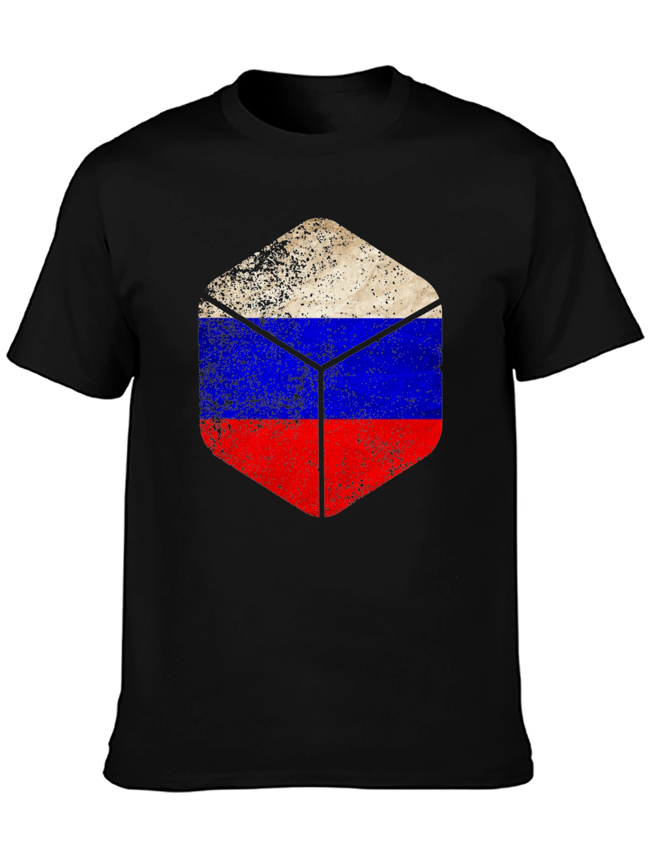 Mens Black Russia Flag Graphic T-Shirt