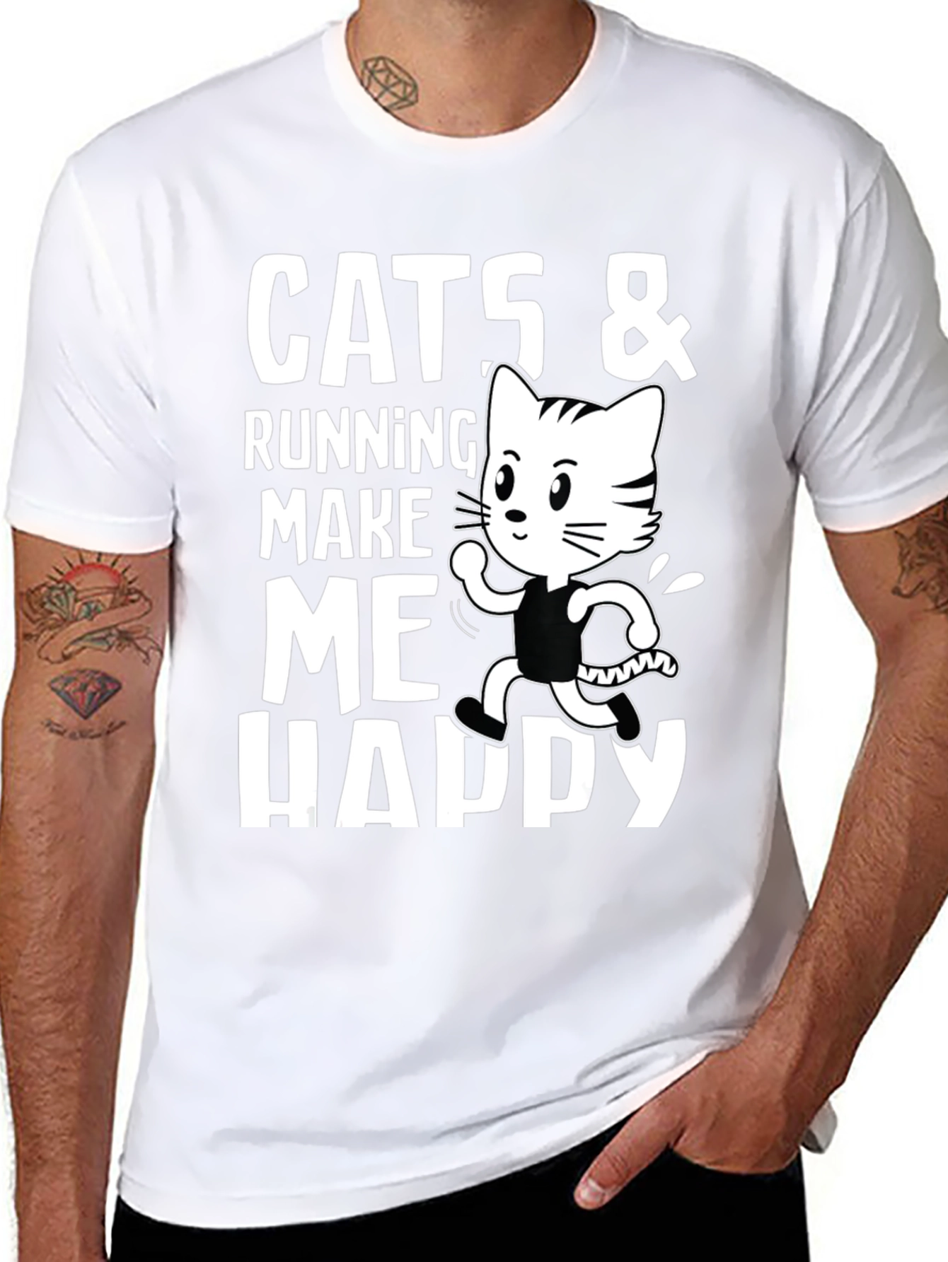 Cats & Running Make Me Happy T-Shirt