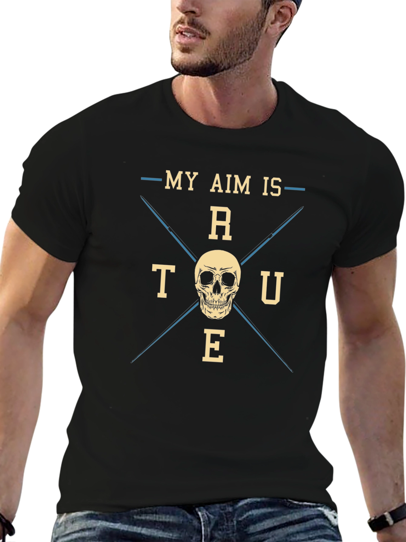 My Aim is True Skull Graphic Tee - Black