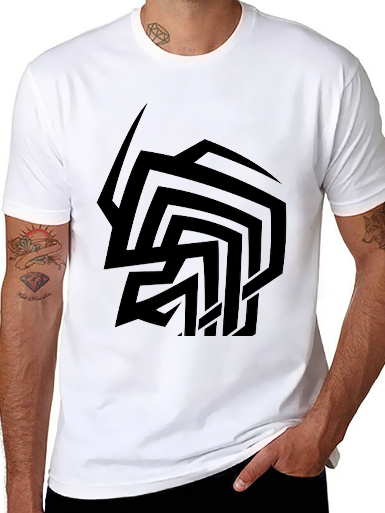 Abstract Graphic Print Mens Black T-Shirt