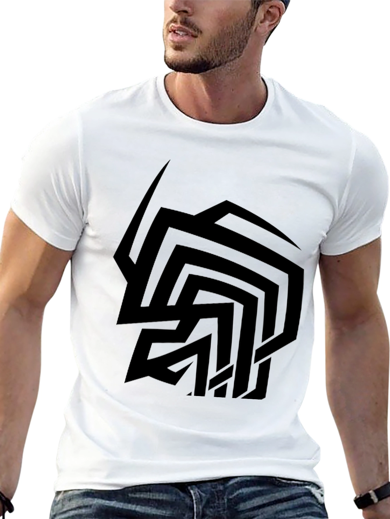 Abstract Graphic Print Mens Black T-Shirt