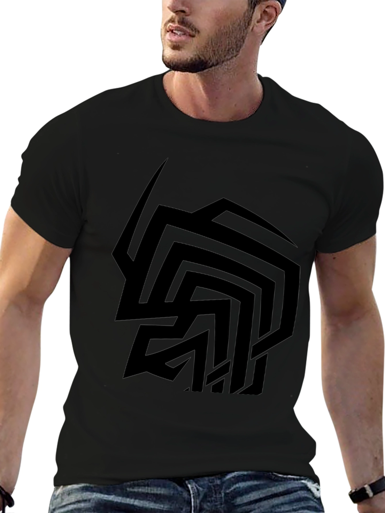 Abstract Graphic Print Mens Black T-Shirt