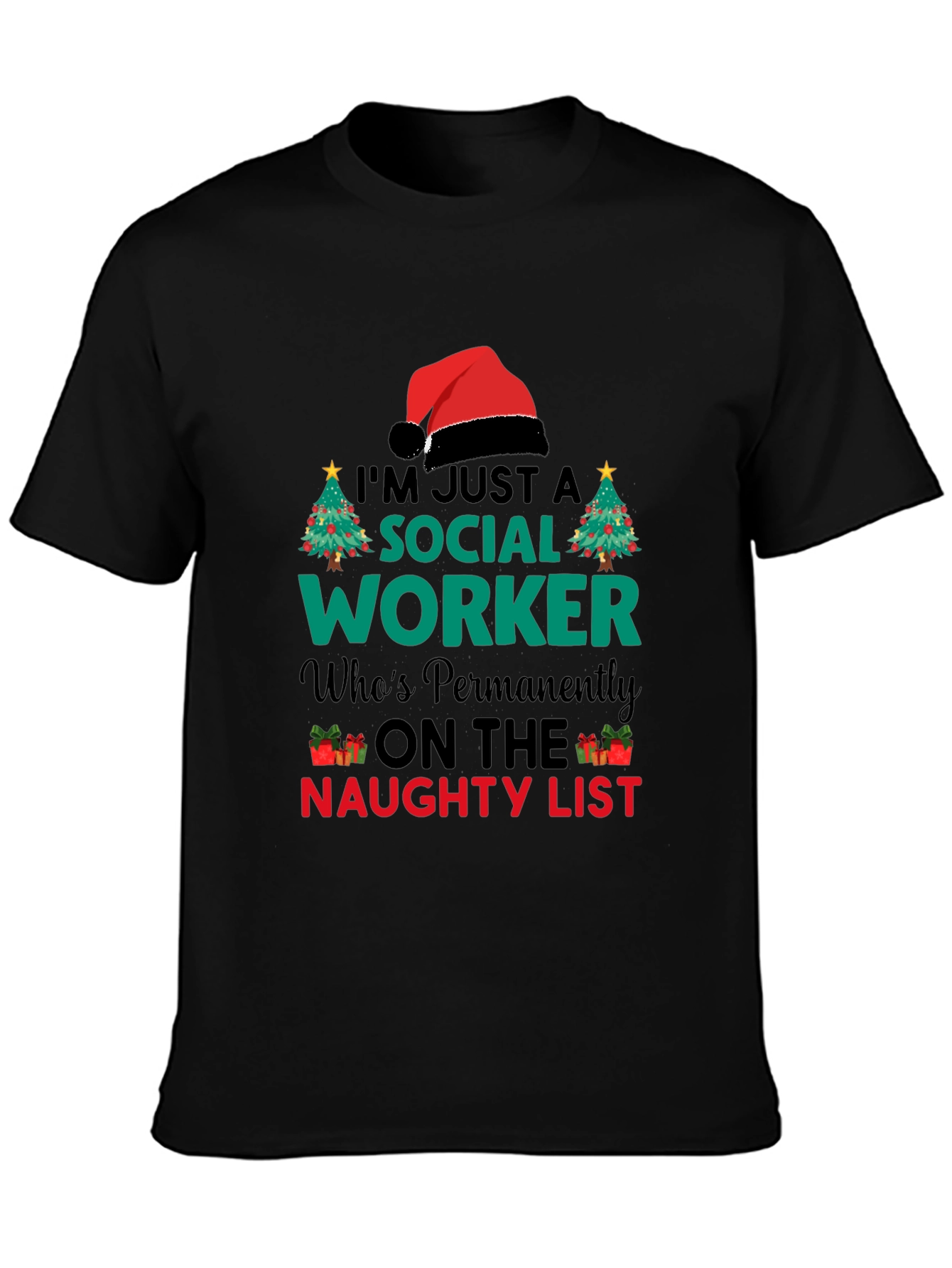 Social Worker Naughty List Christmas T-Shirt
