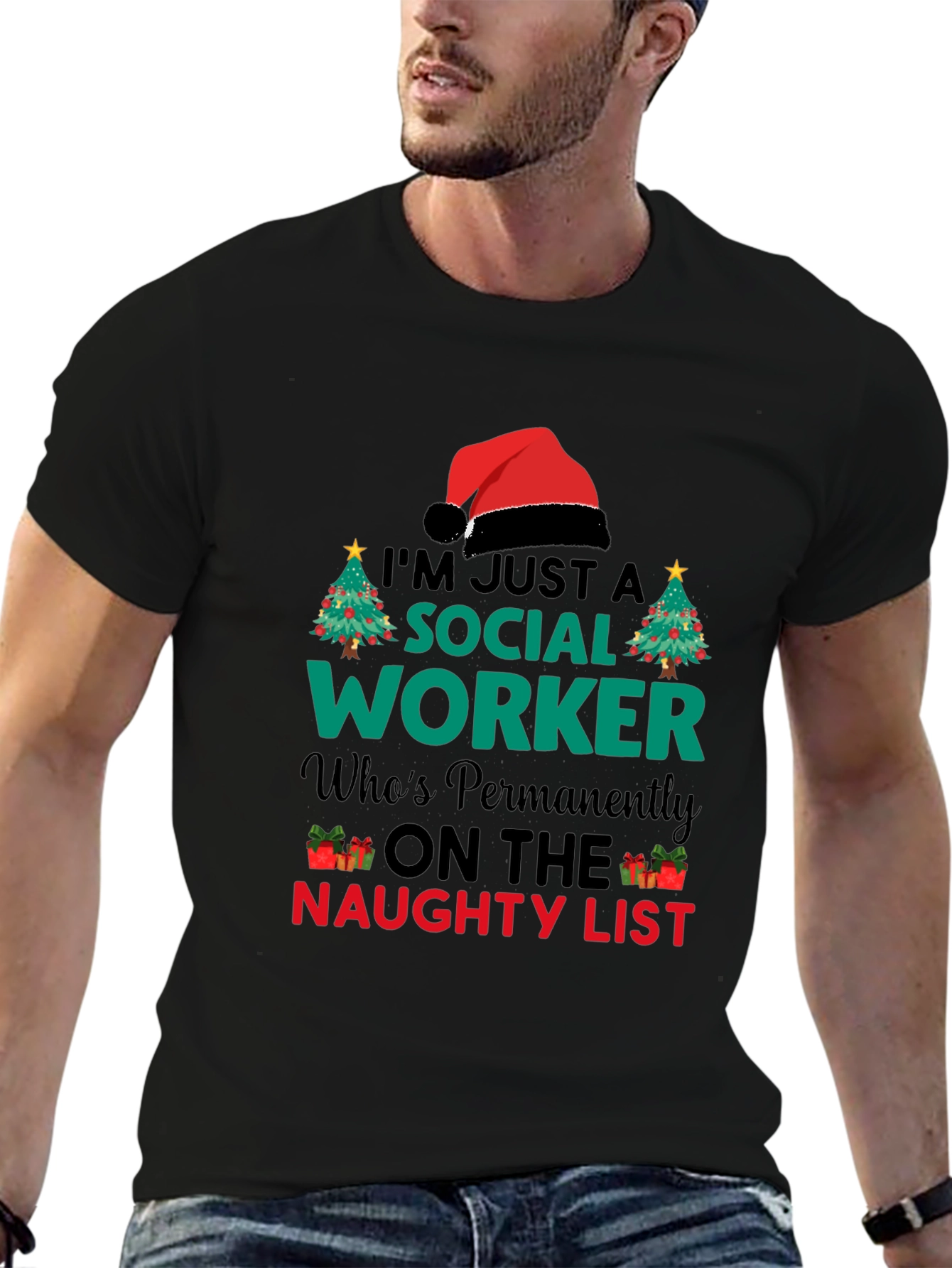 Social Worker Naughty List Christmas T-Shirt