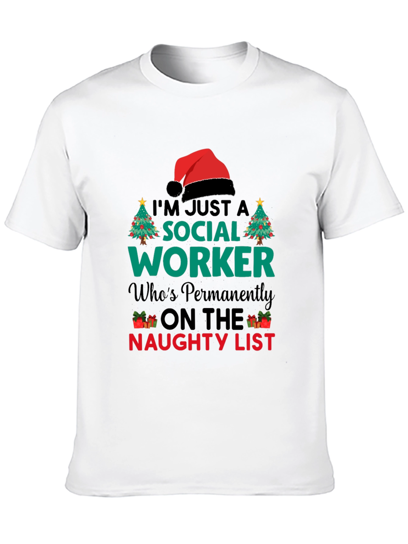 Social Worker Naughty List Christmas T-Shirt