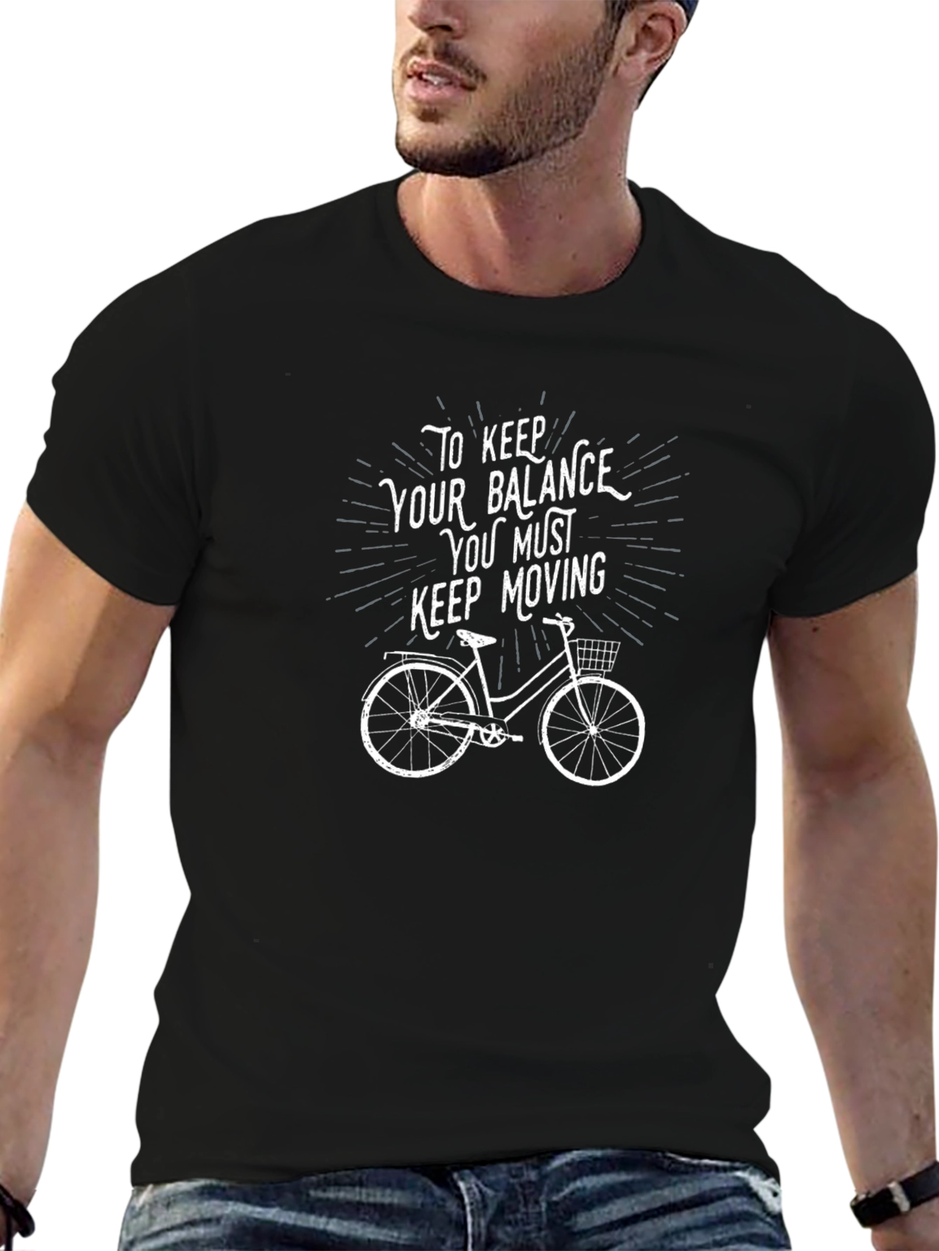 Keep Moving Bike Graphic T-Shirt - Black