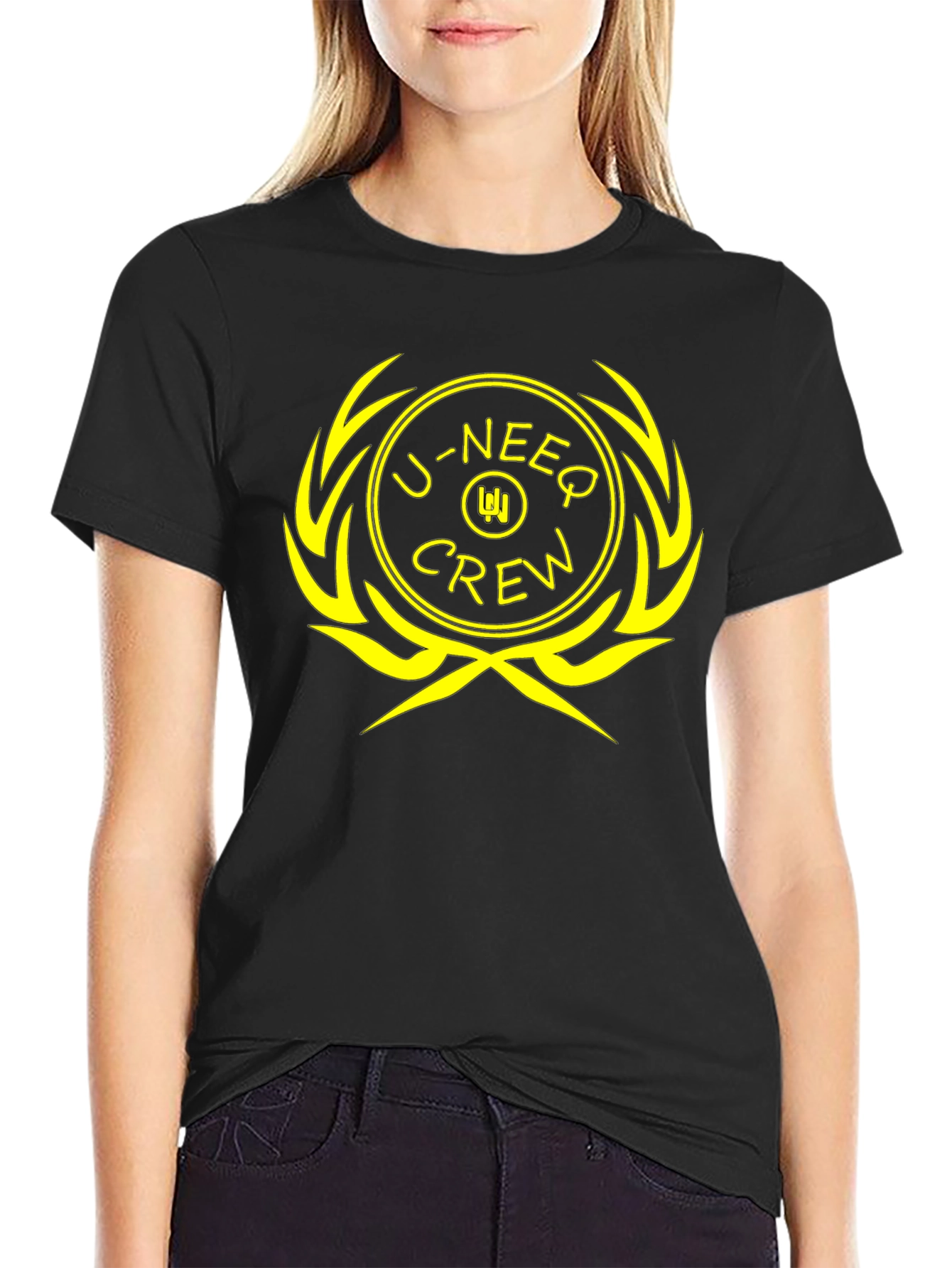 U-NEEQ Crew Black Graphic T-Shirt