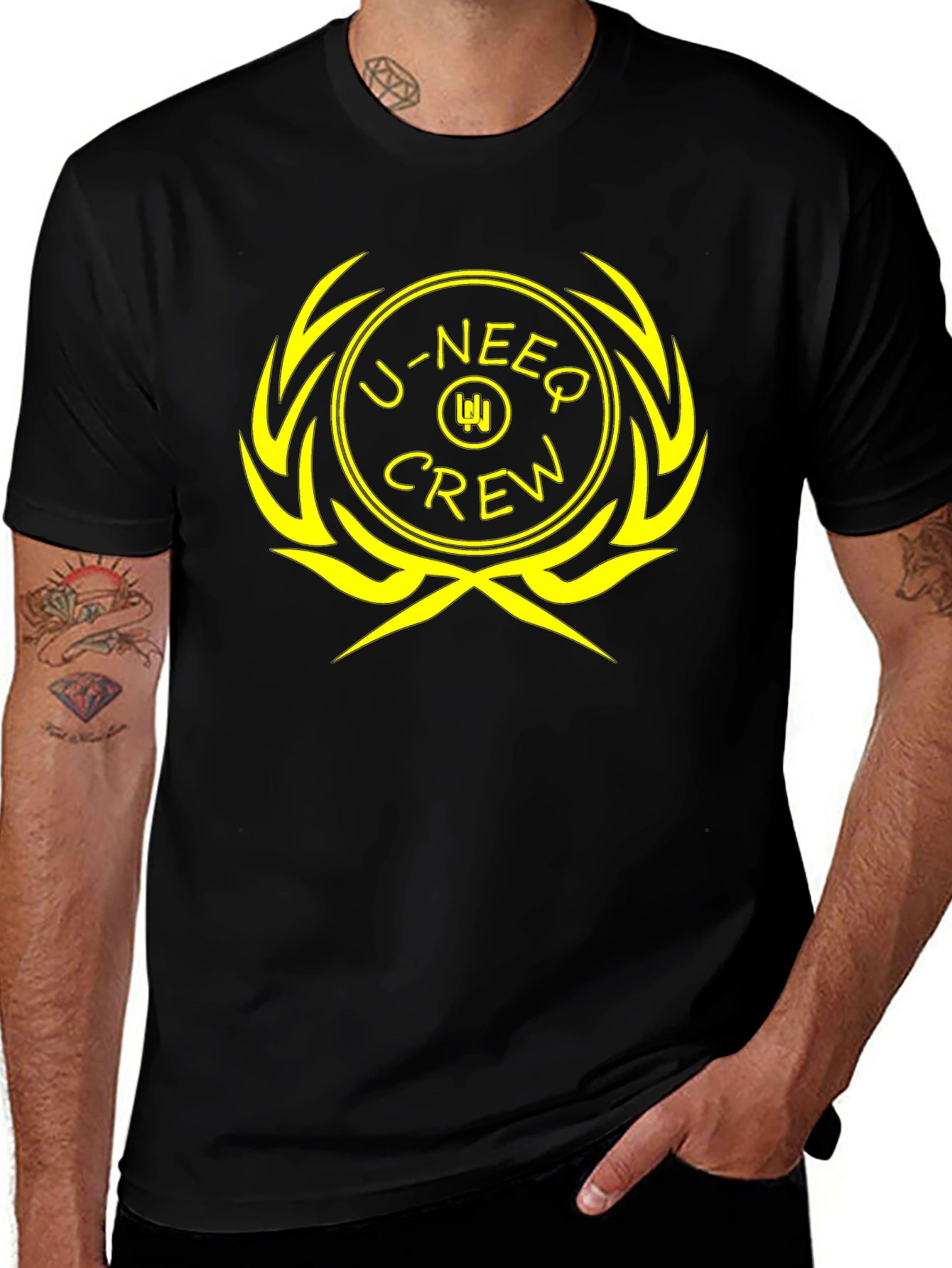U-NEEQ Crew Black Graphic T-Shirt