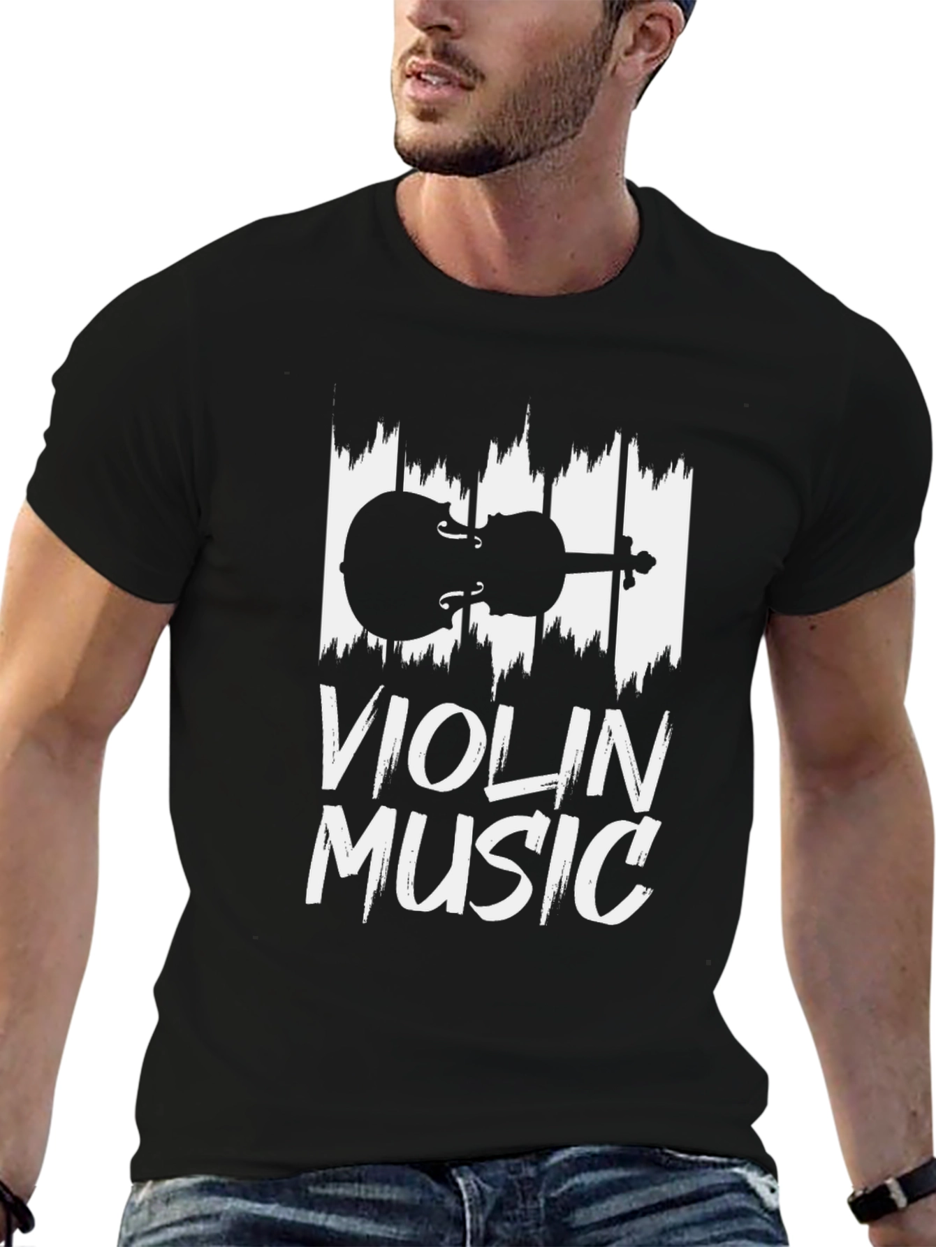Violin Music Graphic T-Shirt - Black