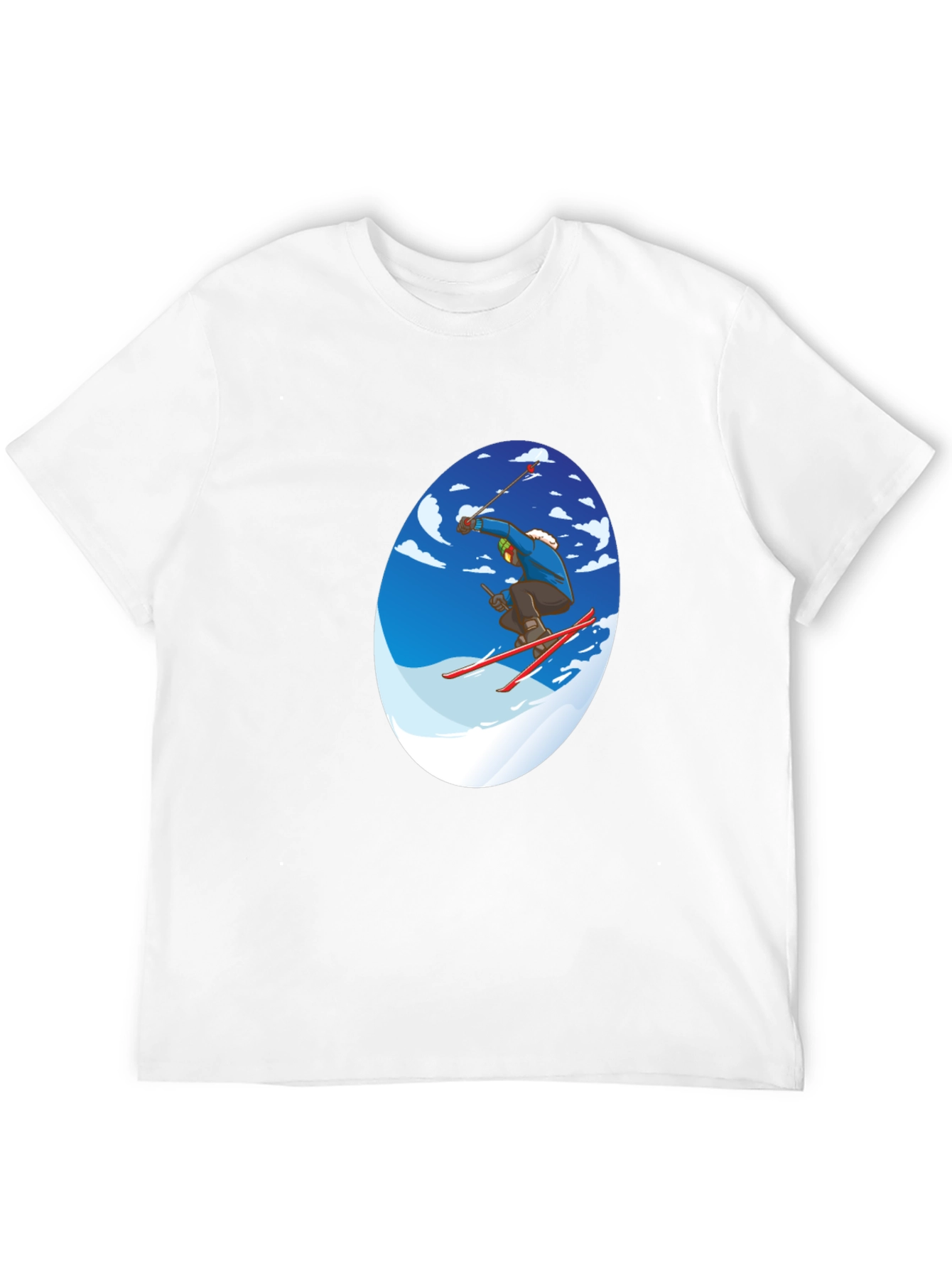 Cool Skier Graphic Tee - Black Cotton T-Shirt